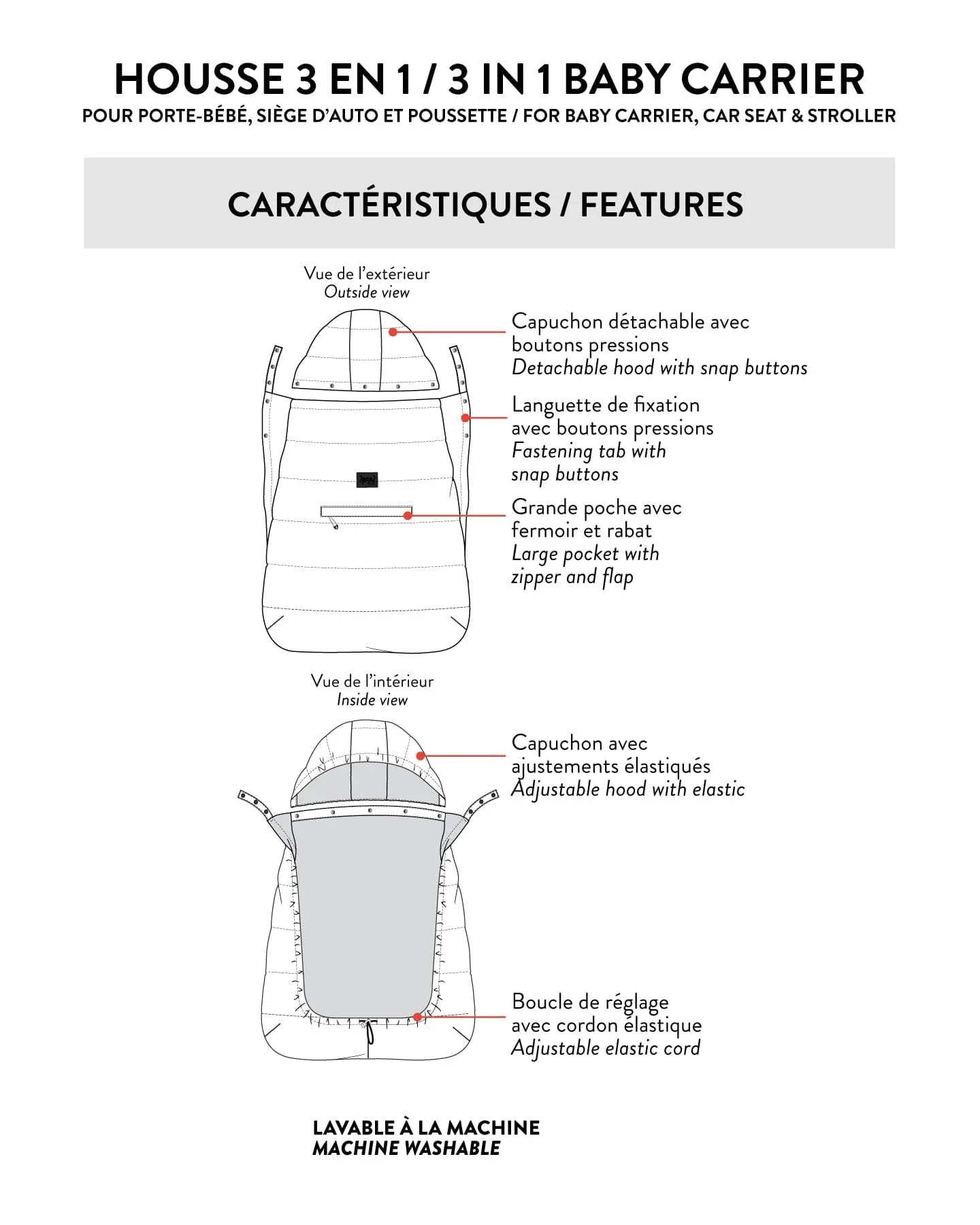 3-In-1 Multifunction Cover For Car Seat, Stroller, And Baby Carrier In Chanterelle - Image 6