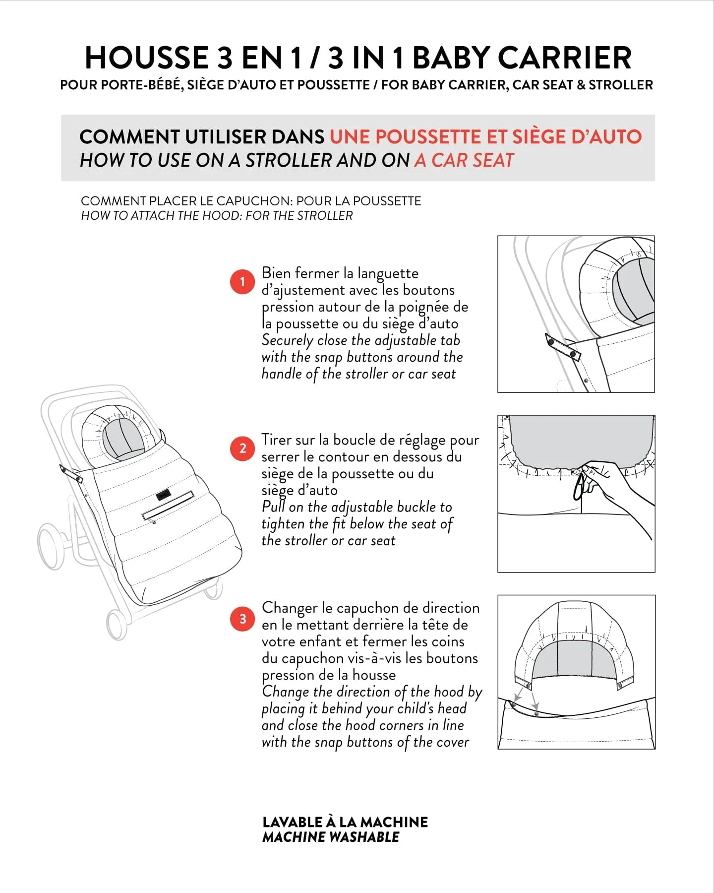 3-In-1 Multifunction Cover For Car Seat, Stroller, And Baby Carrier In Off-White - Image 5