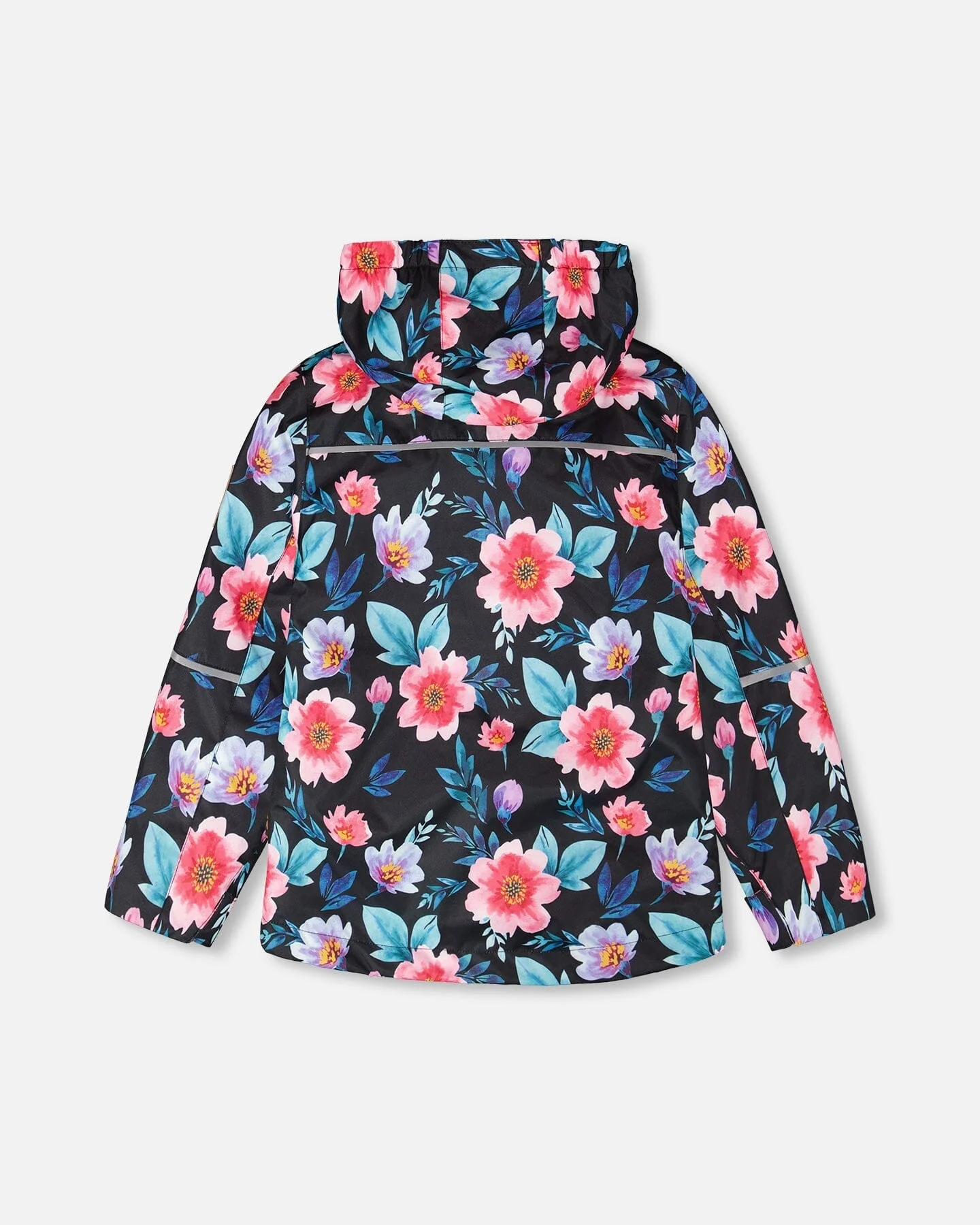 3-In-1 Two-Piece Mid-Season Outerwear Set Black Printed Flowers - Pink Inner Jacket - Image 3