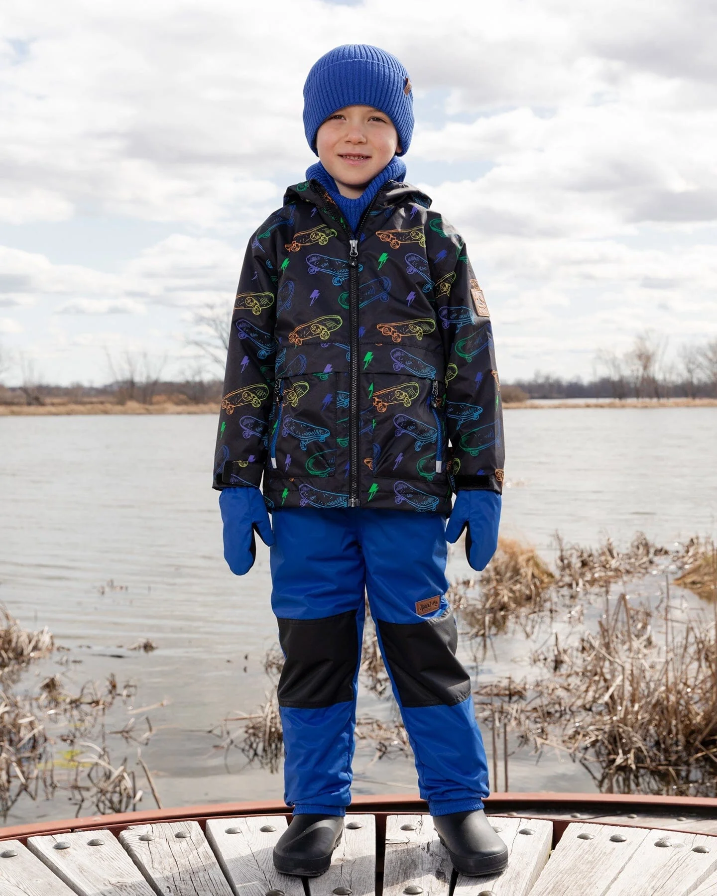 3-In-1 Two-Piece Mid-Season Outerwear Set Black Printed Skateboards - Image 3