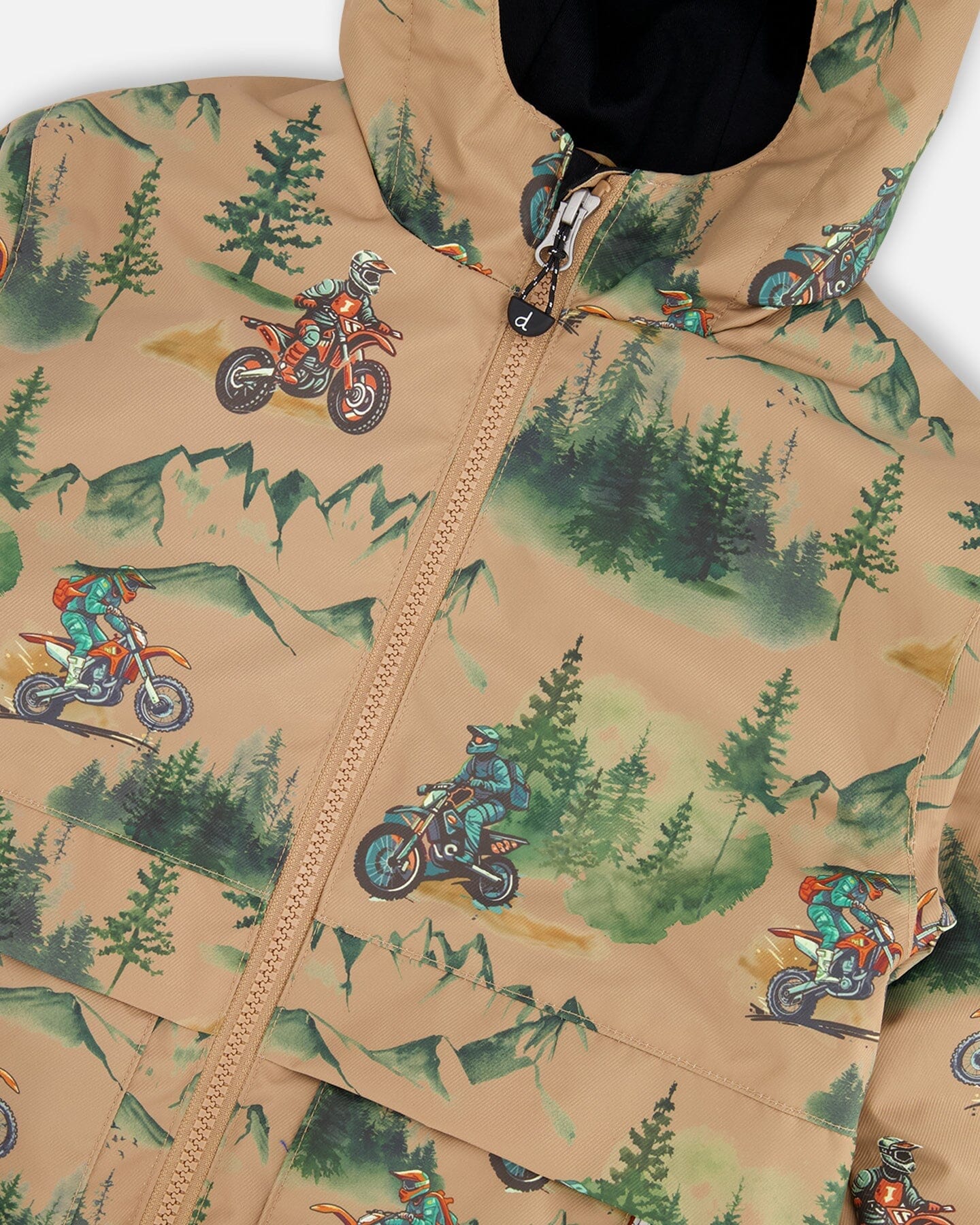 3-In-1 Two-Piece Mid-Season Outerwear Set Brown Motocross Print - Image 6