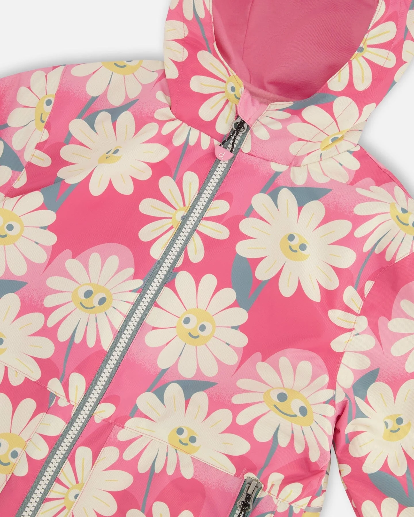 3-In-1 Two-Piece Mid-Season Outerwear Set Pink Smiling Flower Print - Image 6