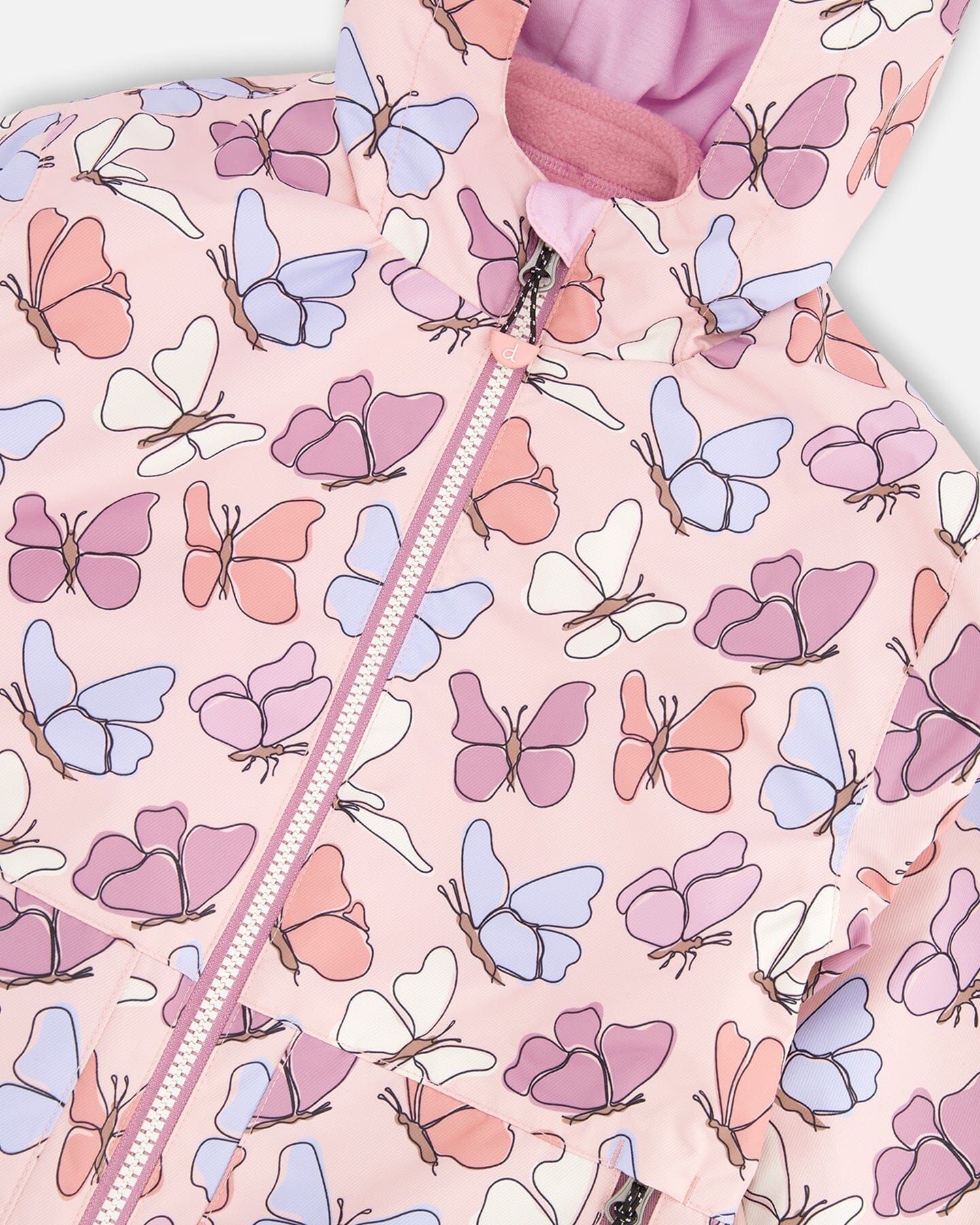 3-In-1 Two-Piece Mid-Season Outerwear Set Pink With Printed Butterflies - Image 6