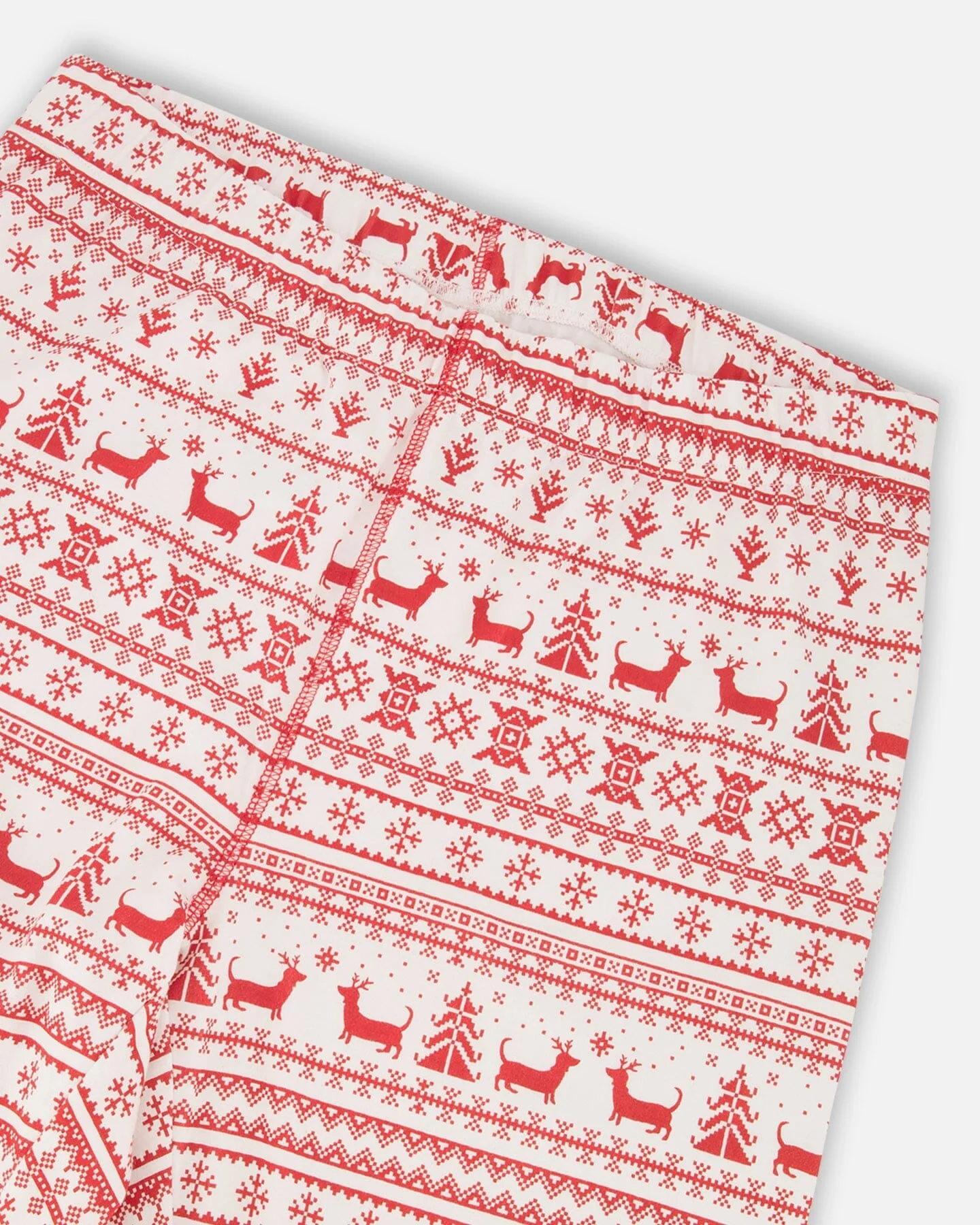 Adult Men Organic Cotton Two-Piece Pajama Set Red And White Fairisle - Image 5
