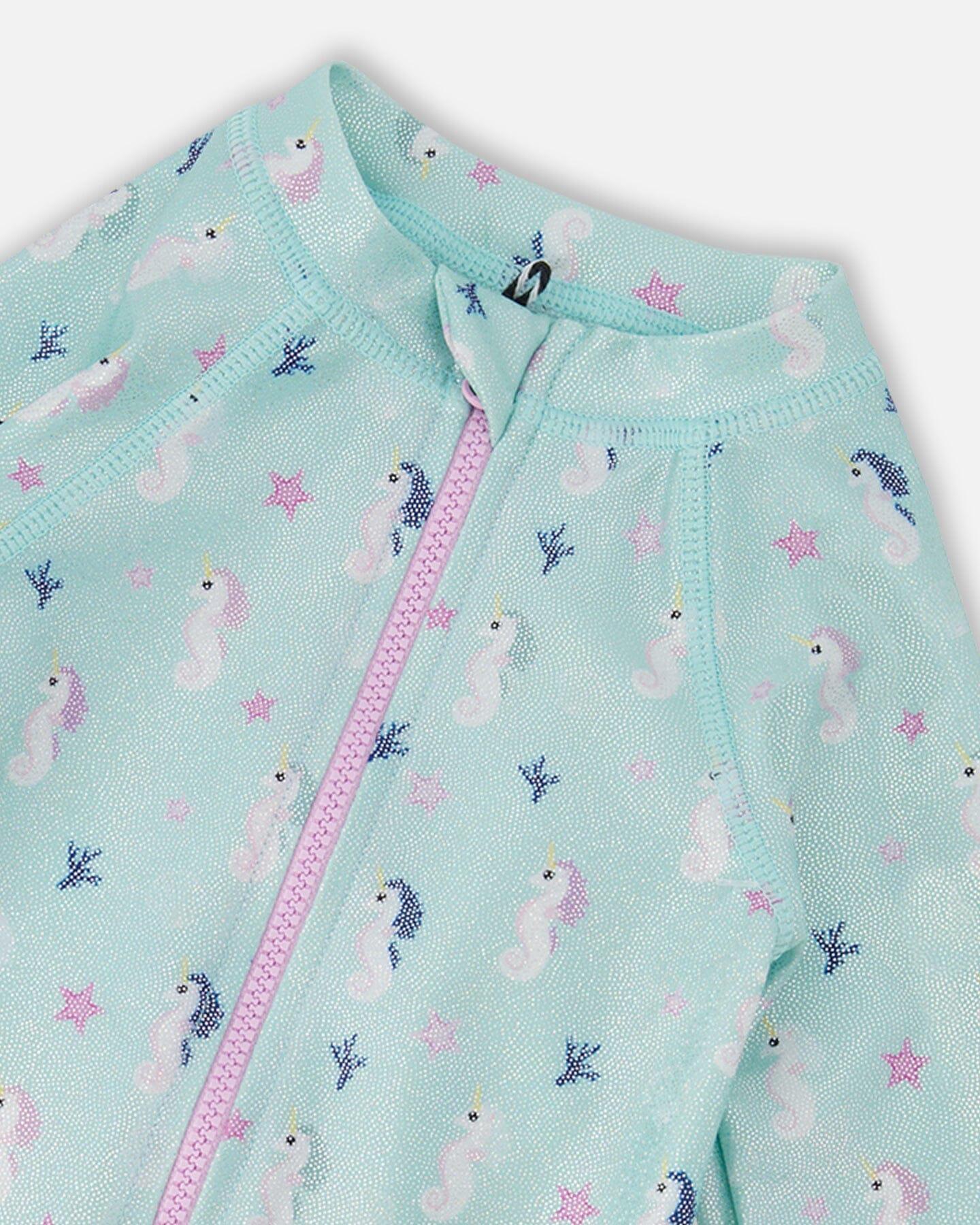 Baby And Toddler One-Piece Long Sleeve Rashguard Blue Seahorse Print - Image 6