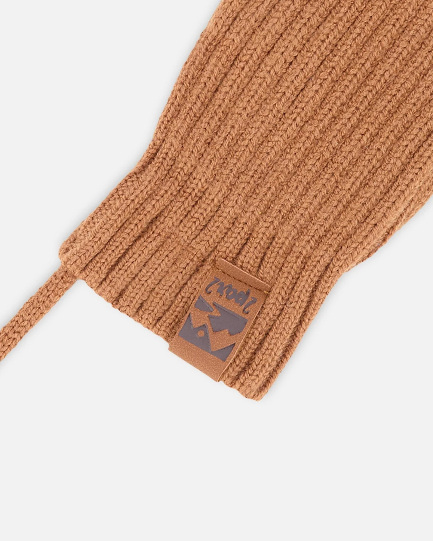 Baby Knit Mittens With Cord Brown - Image 3
