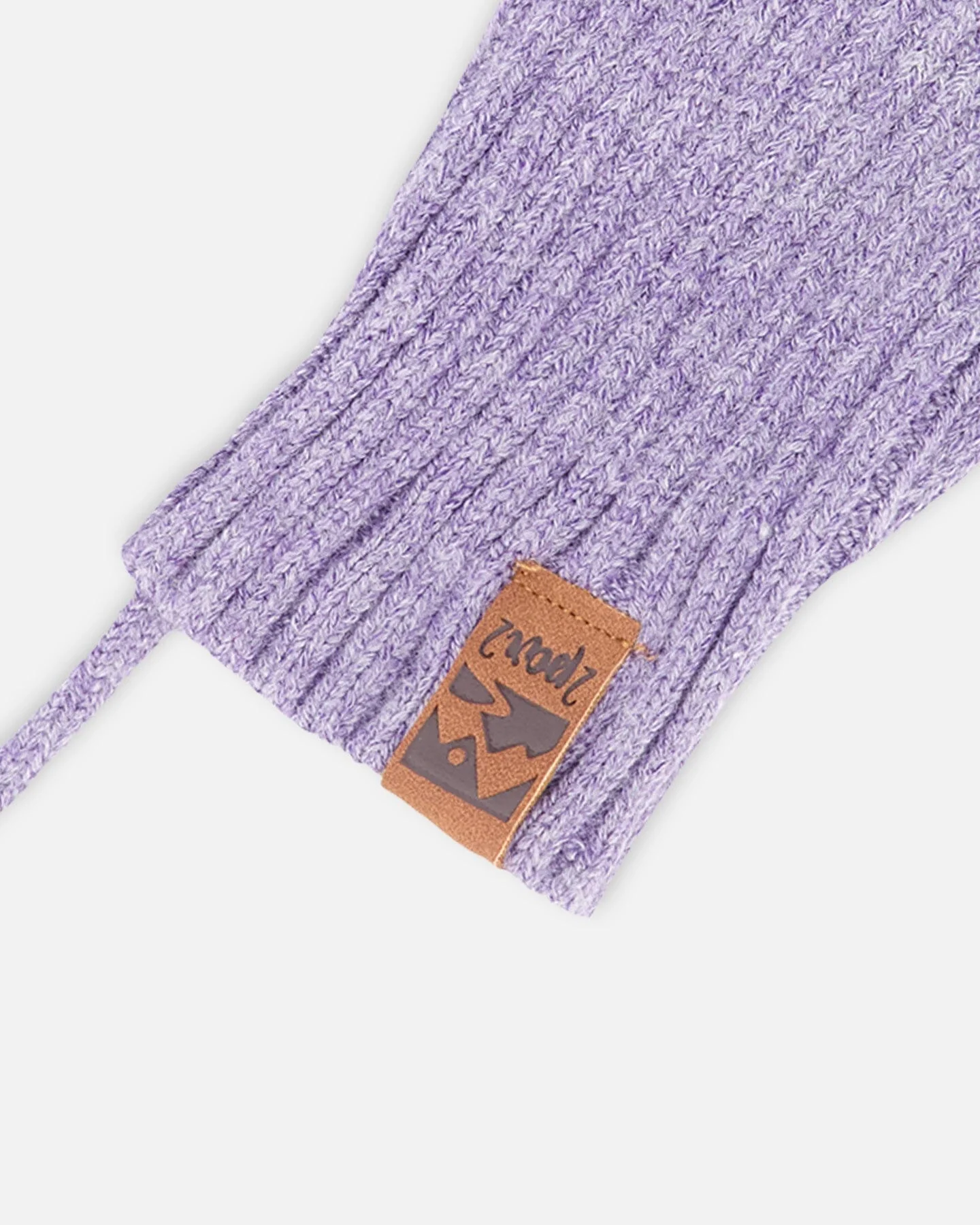 Baby Knit Mittens With Cord Lavender - Image 3