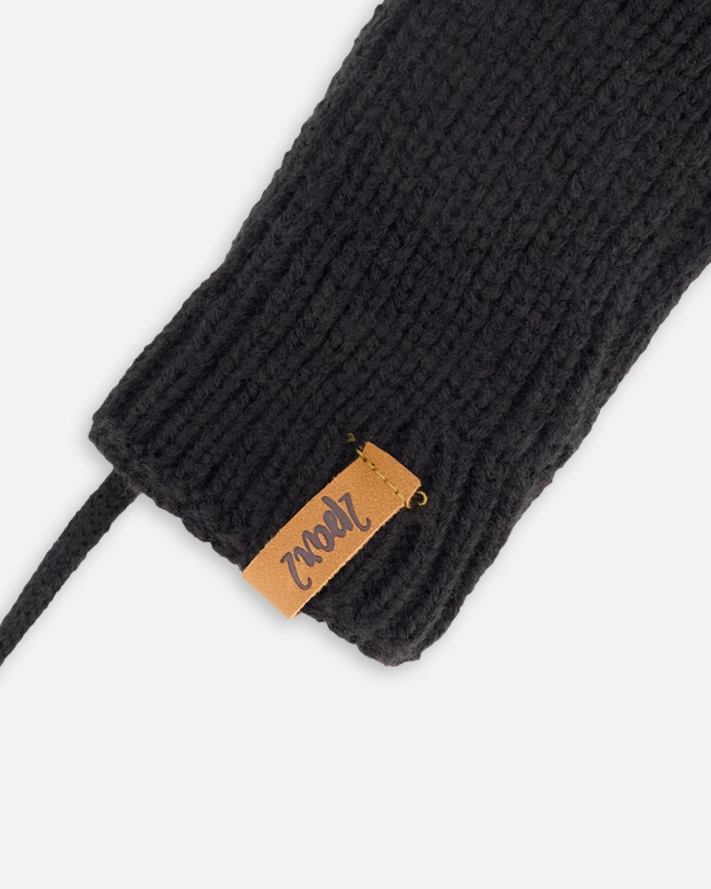 Baby Knit Mittens With String Black - Image 3