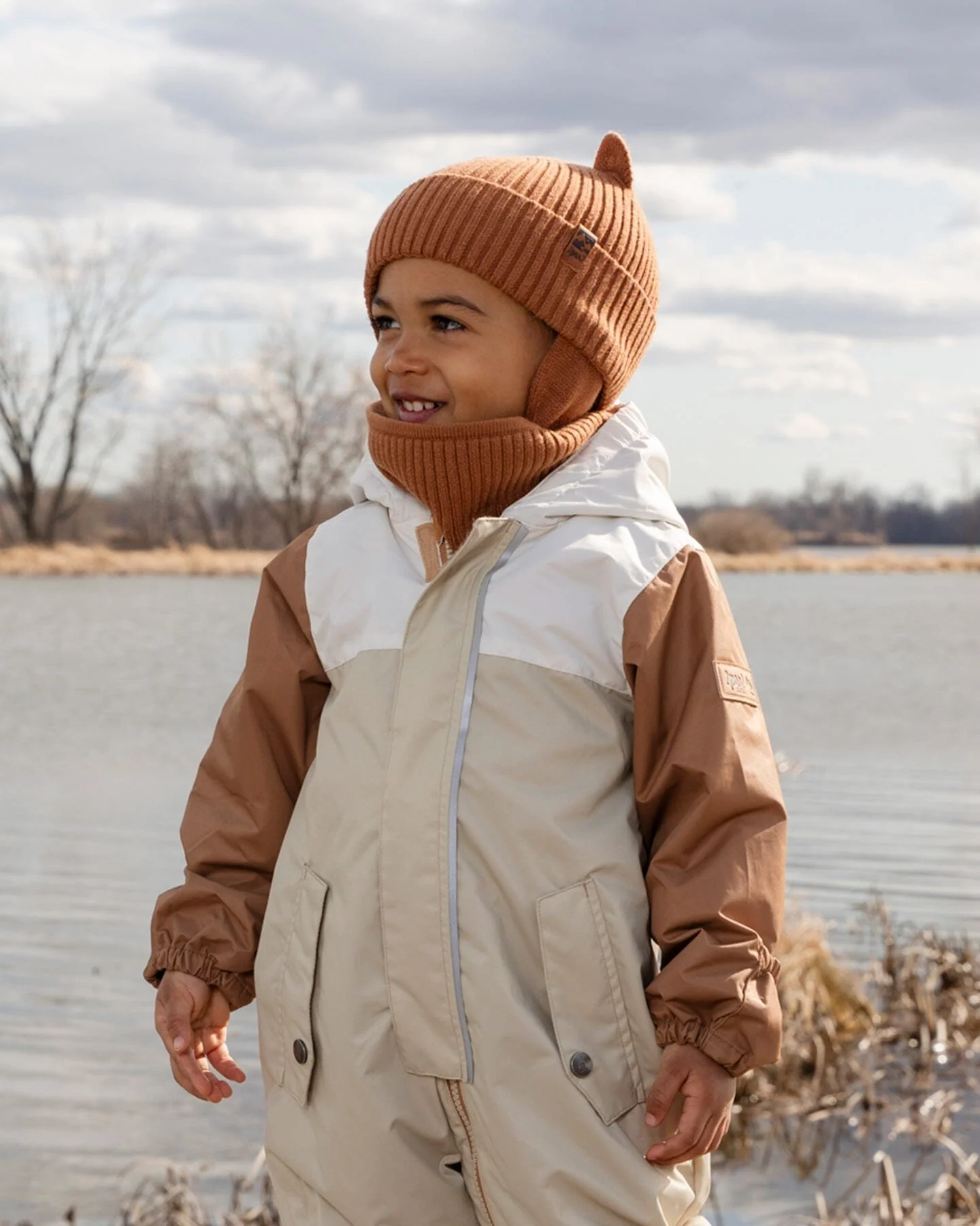 Baby Mid-Season One-Piece Outerwear With Hat Beige - Image 2