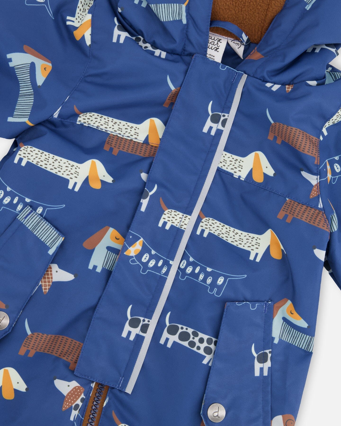 Baby Mid-Season One-Piece Outerwear With Hat Blue Dog Print - Image 6