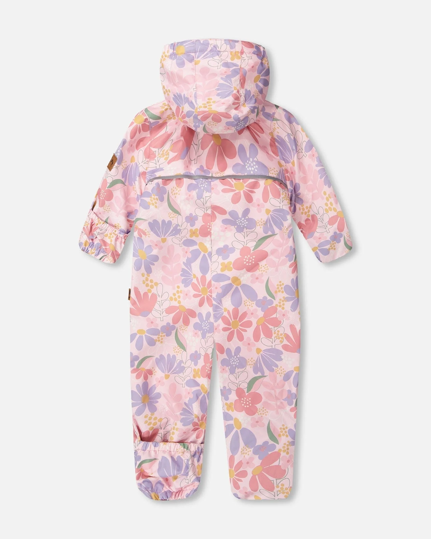 Baby Mid-Season One-Piece Outerwear With Hat Pink Flower Print - Image 5