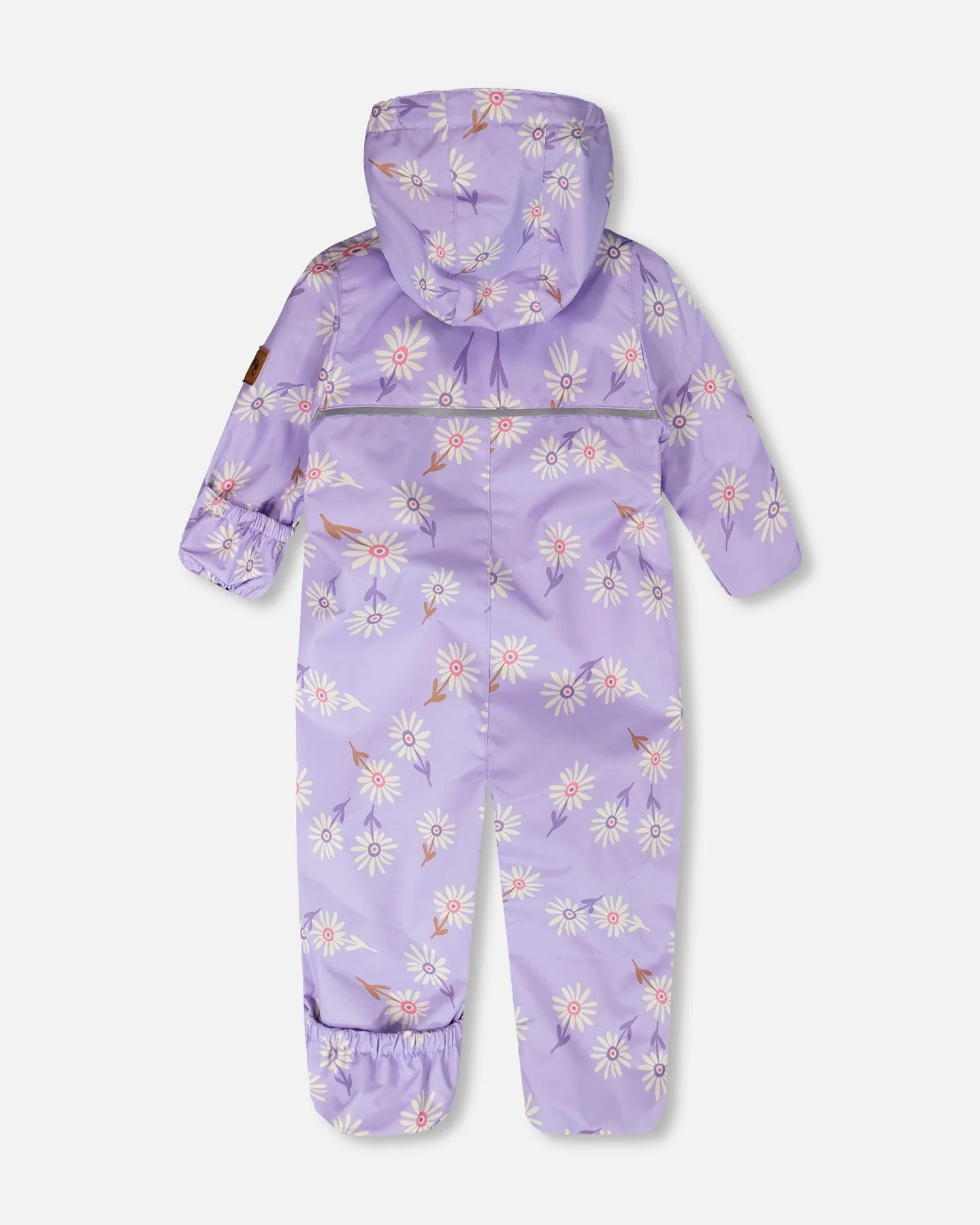 Baby Mid-Season One-Piece Outerwear With Hat Purple Daisy Print - Image 4