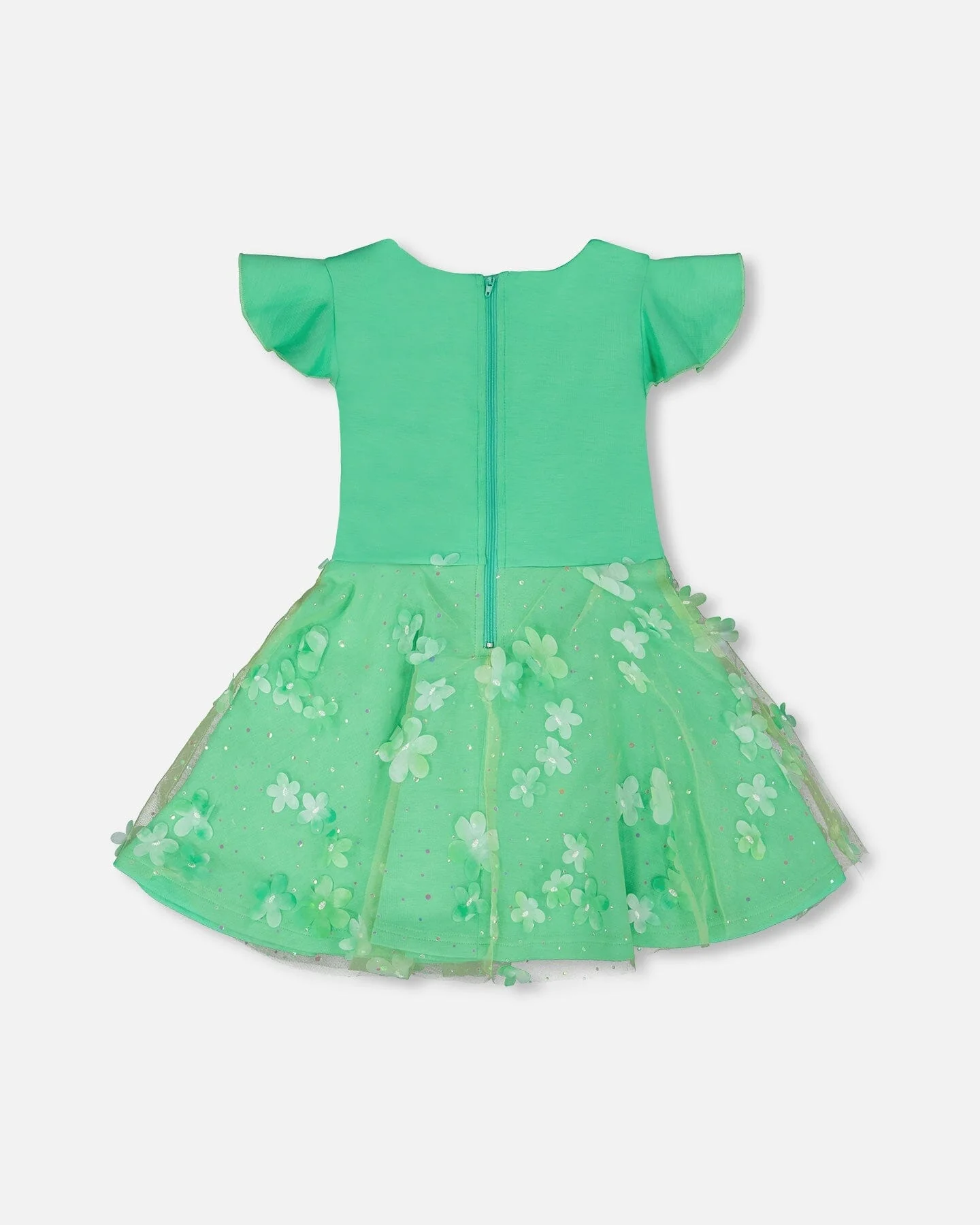 Bi-Material Dress Bright Mint Green - Image 3
