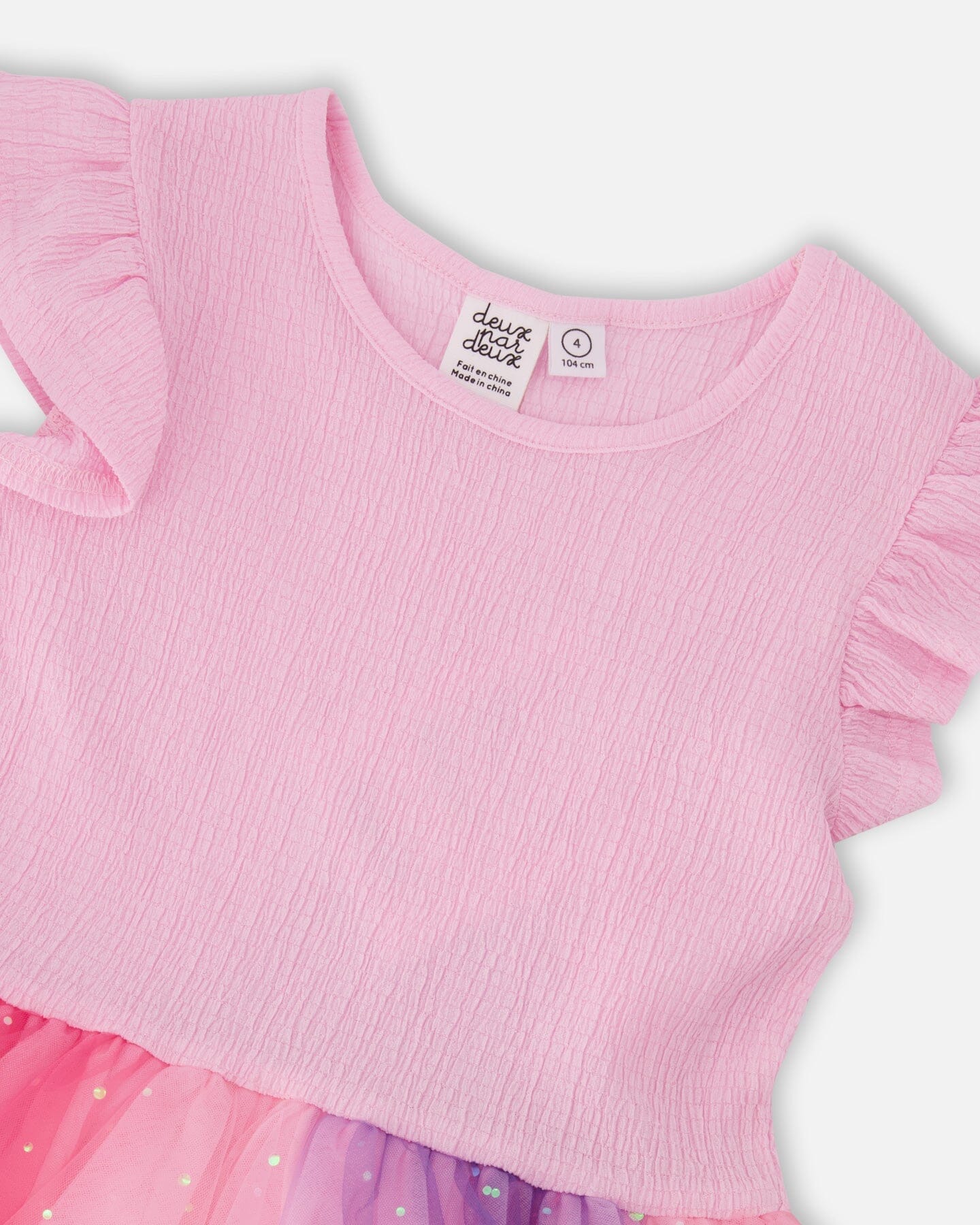Bi-Material Mesh Dress Pale Pink - Image 4
