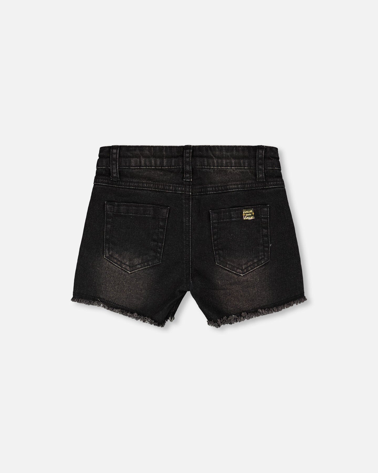 Black Denim Shorts With Embroidery - Image 3