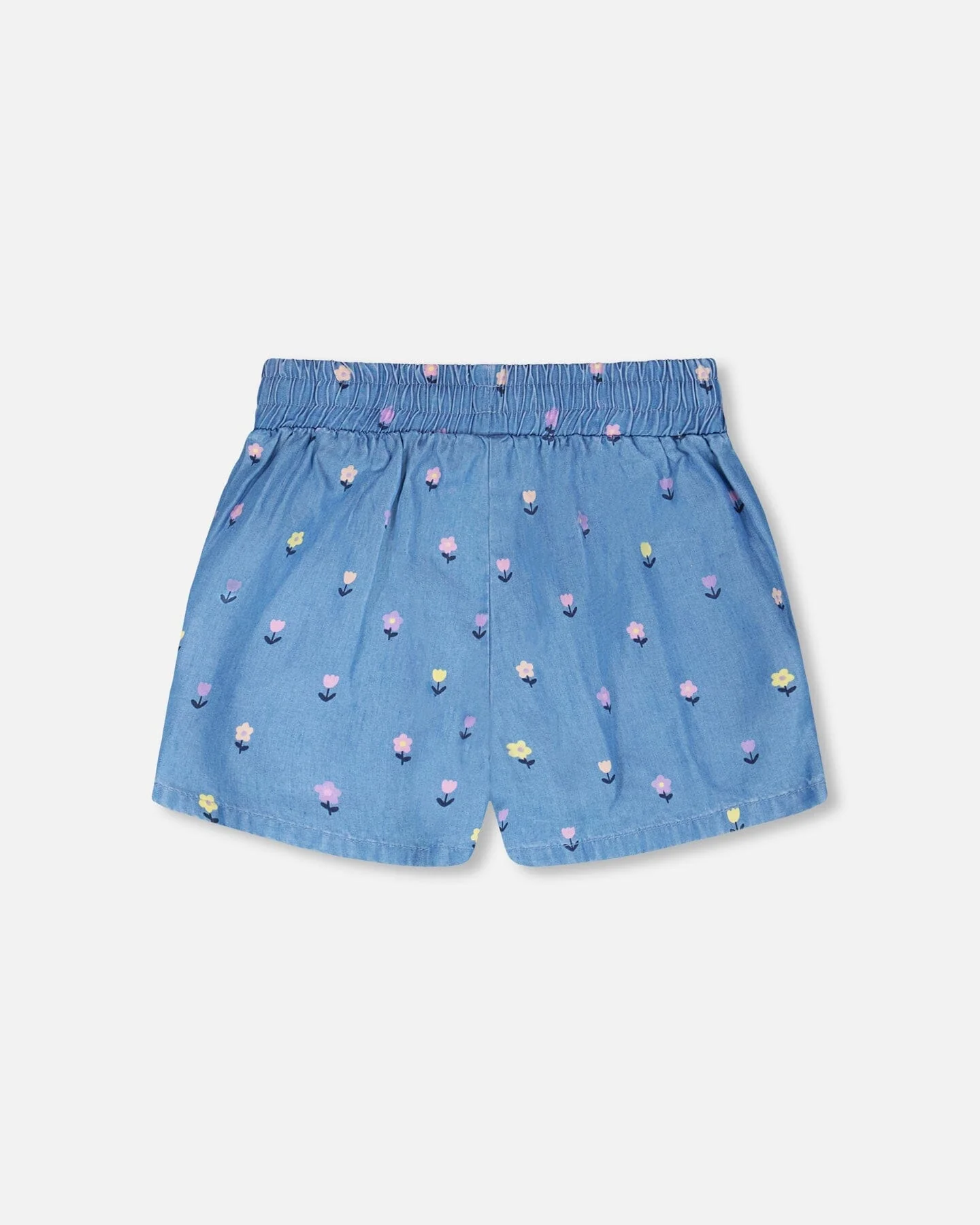 Chambray Shorts Blue Flower Print - Image 3