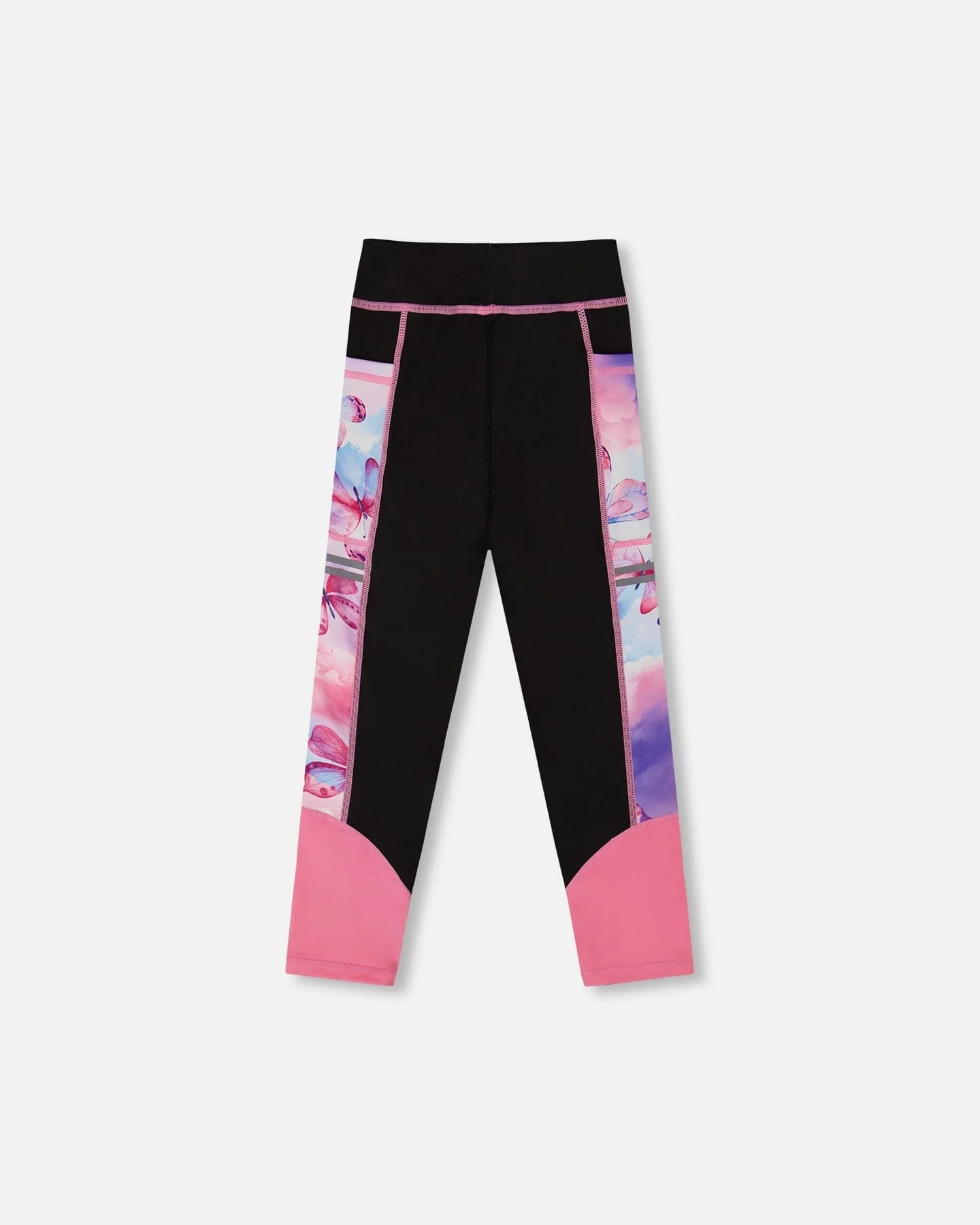 Colorblock Athletic Leggings Black And Multicolored Butterflies - Image 3