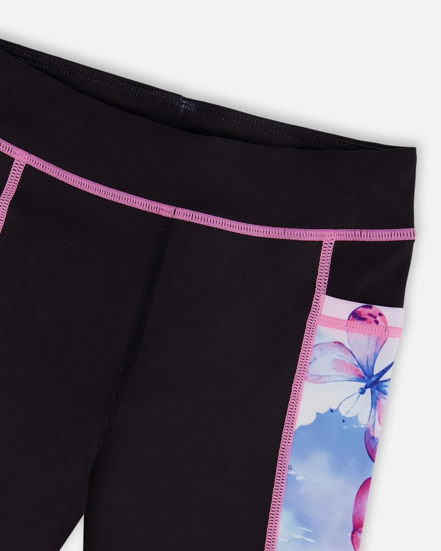 Colorblock Athletic Leggings Black And Multicolored Butterflies - Image 4