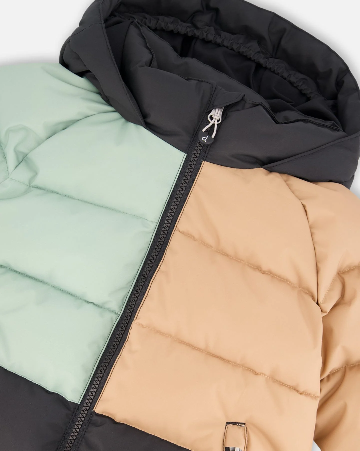 Colorblocked Puffy Winter Coat Black - Image 7