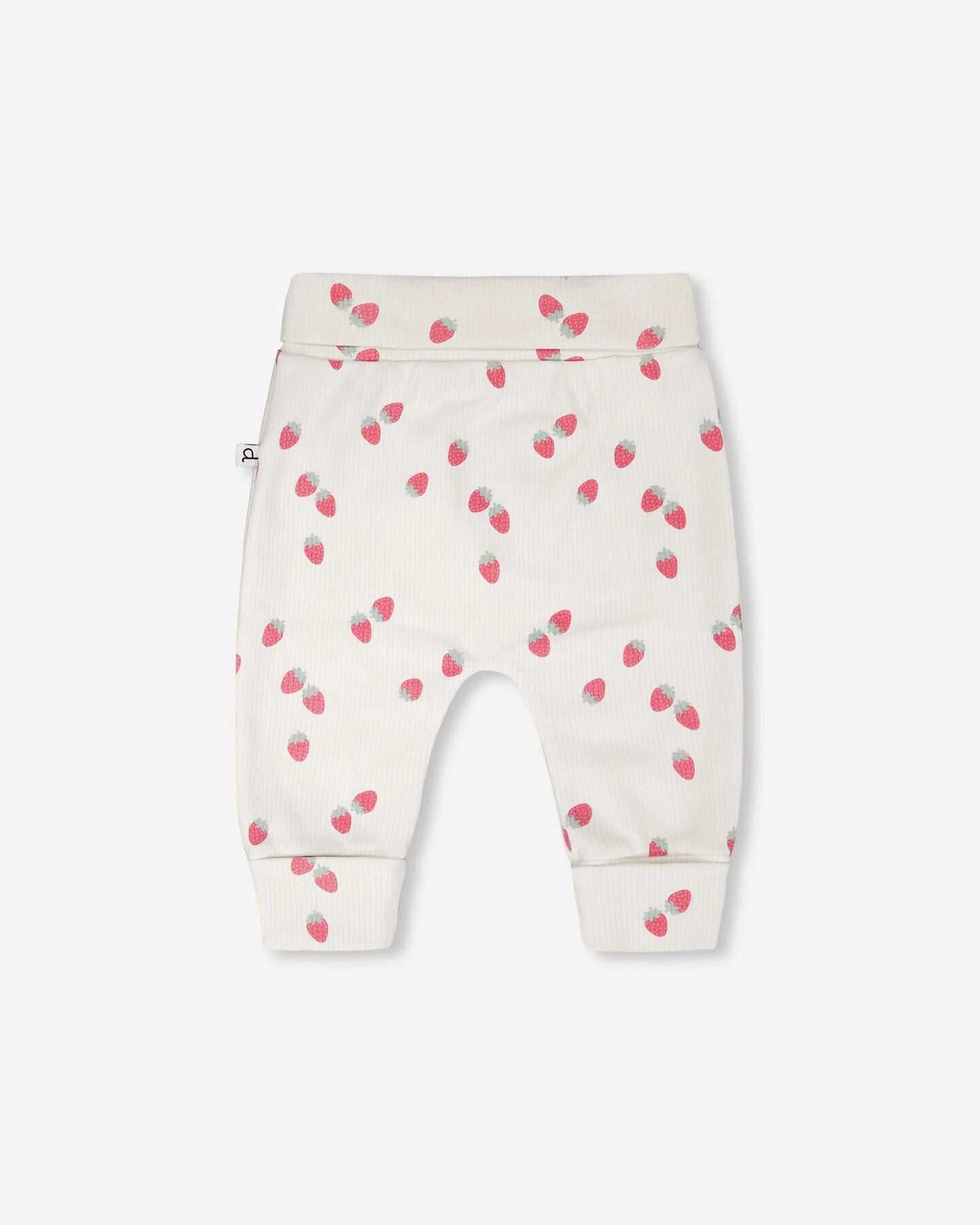 Cotton Jersey Evolutive Pants White Printed Strawberries - Image 2