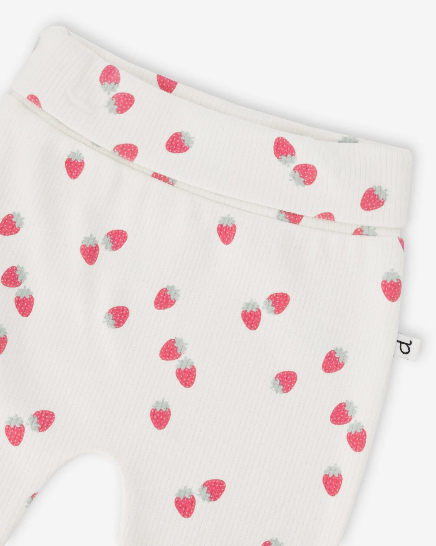 Cotton Jersey Evolutive Pants White Printed Strawberries - Image 3