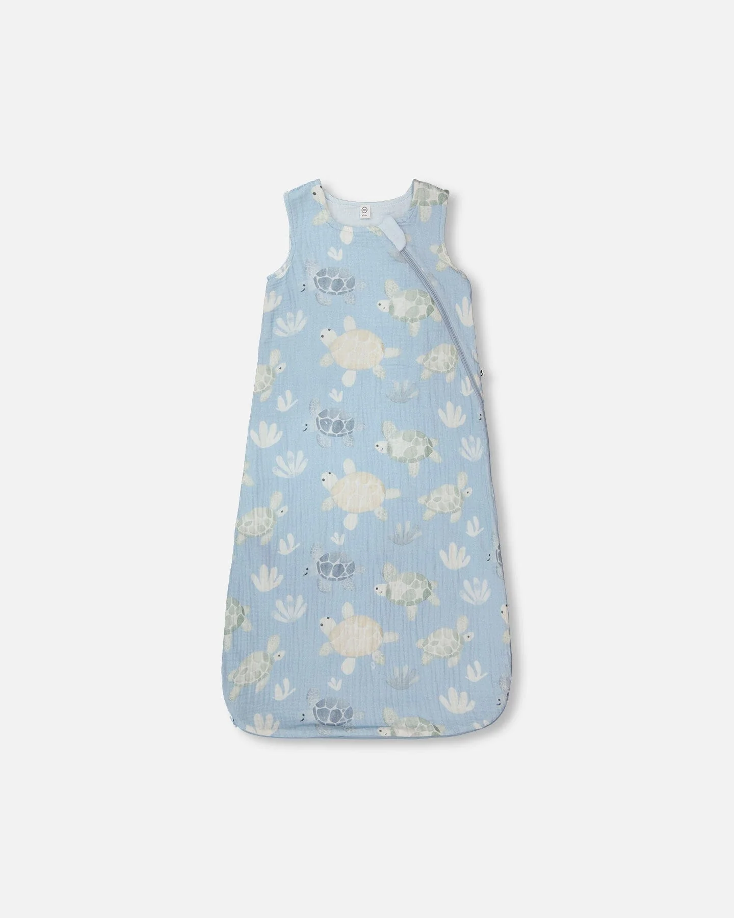 Cotton Jersey Muslin Sleep Sack Blue Turtle Print