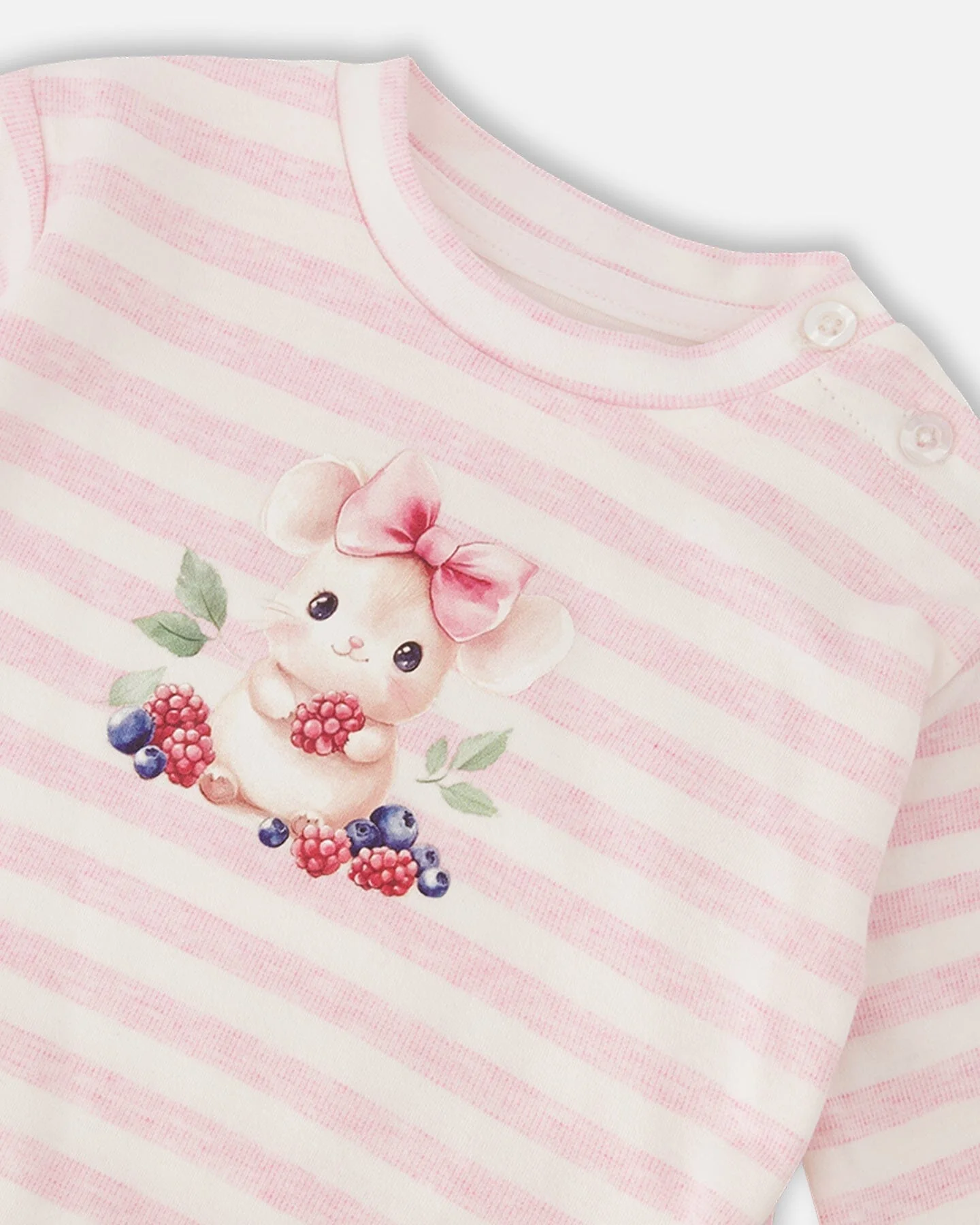 Cotton Jersey Top And Pants Set White And Pink Stripes - Image 4