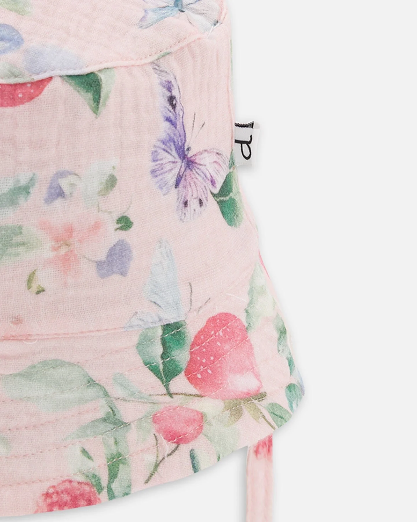 Cotton Muslin Hat Pink Printed Berries - Image 3