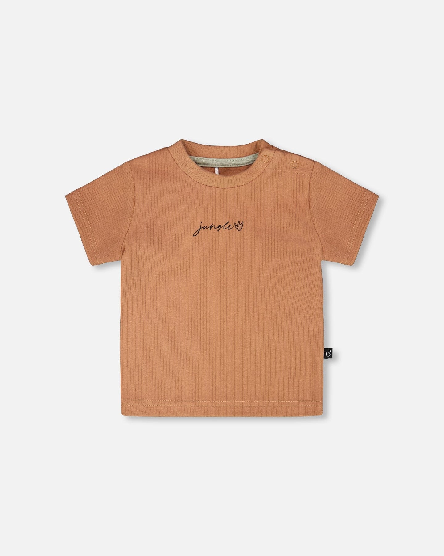 Cotton Rib Jersey T-Shirt And Organic Cotton Jersey Short Set Caramel And Beige Zebra Print - Image 3