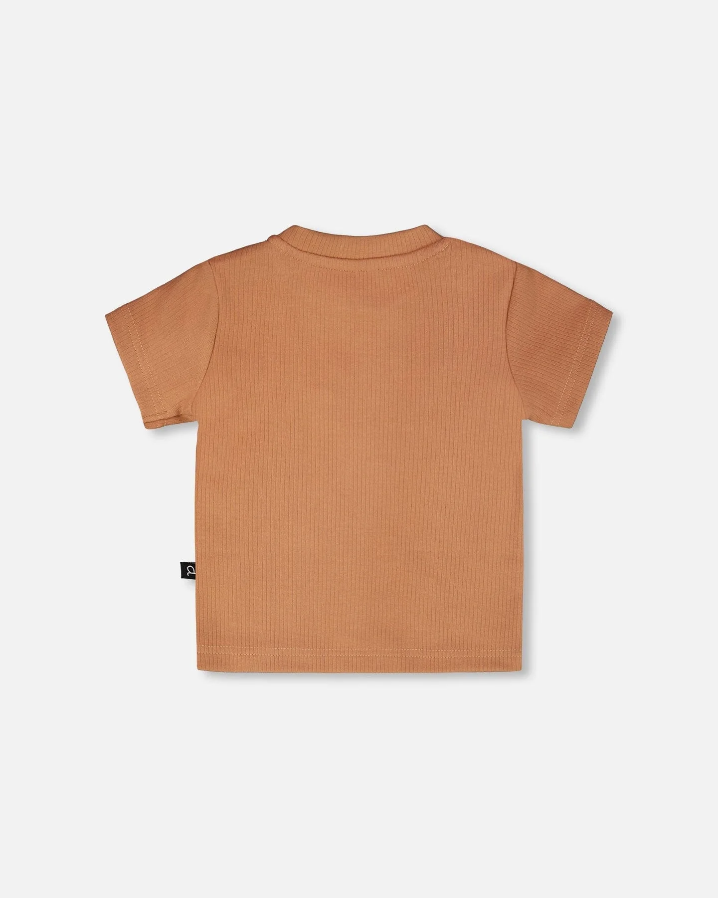Cotton Rib Jersey T-Shirt And Organic Cotton Jersey Short Set Caramel And Beige Zebra Print - Image 4