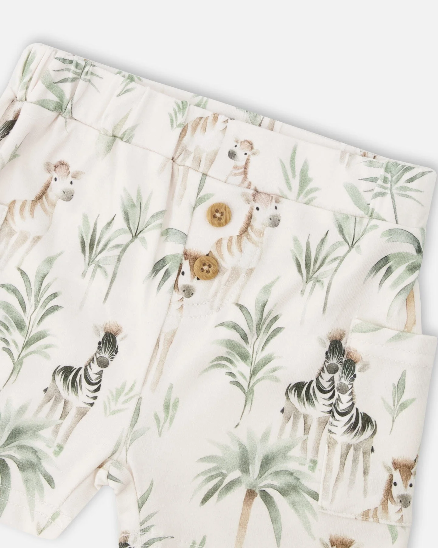 Cotton Rib Jersey T-Shirt And Organic Cotton Jersey Short Set Caramel And Beige Zebra Print - Image 6
