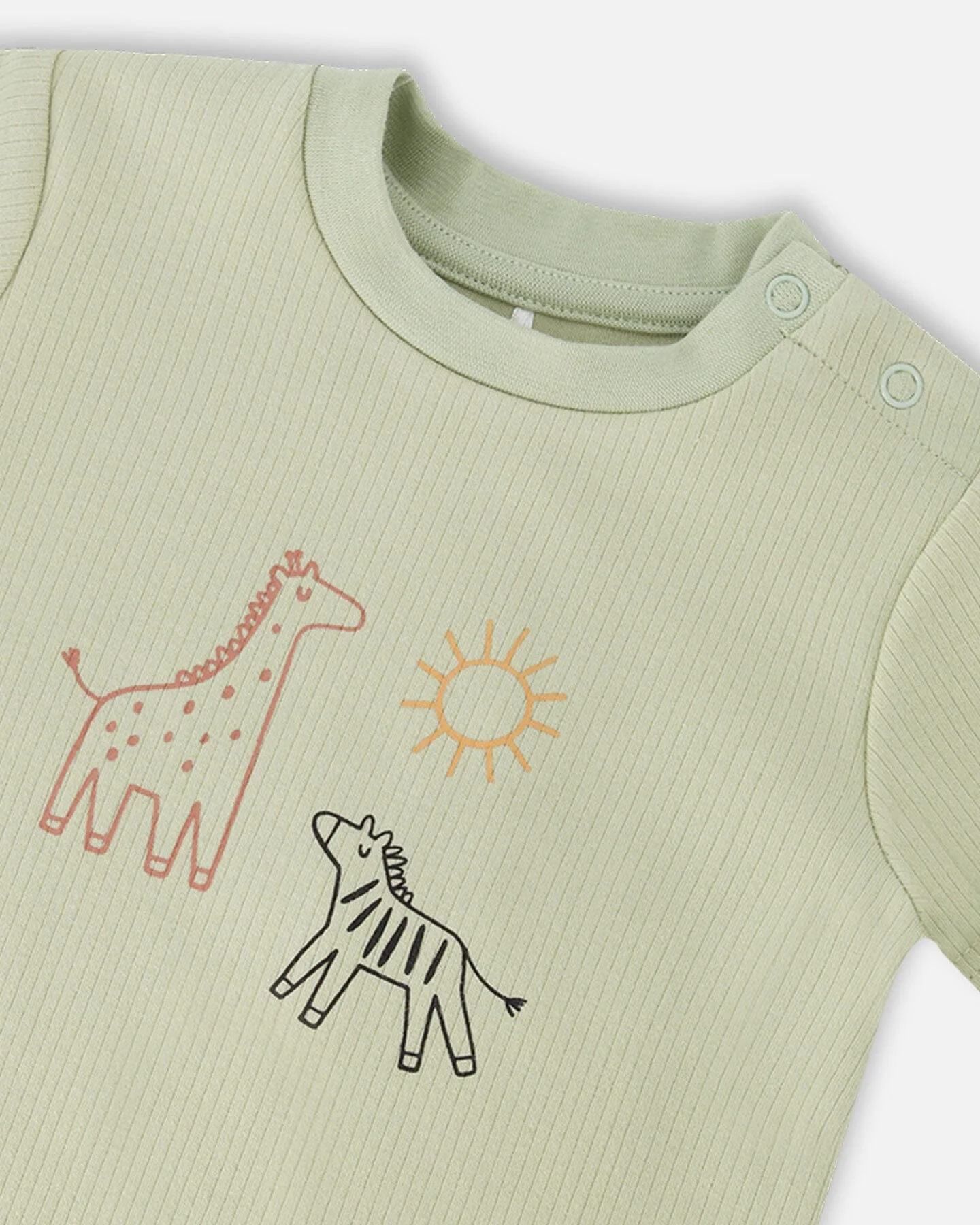 Cotton Rib Jersey T-Shirt And Organic Cotton Jersey Short Set Sage Green And Black - Image 4