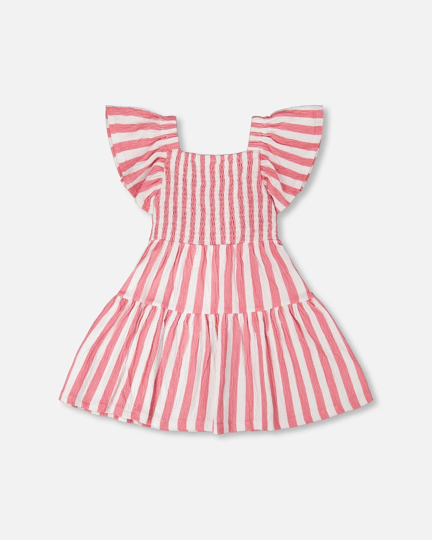 Crinkle Jersey Dress White And Pink Stripes - Image 3