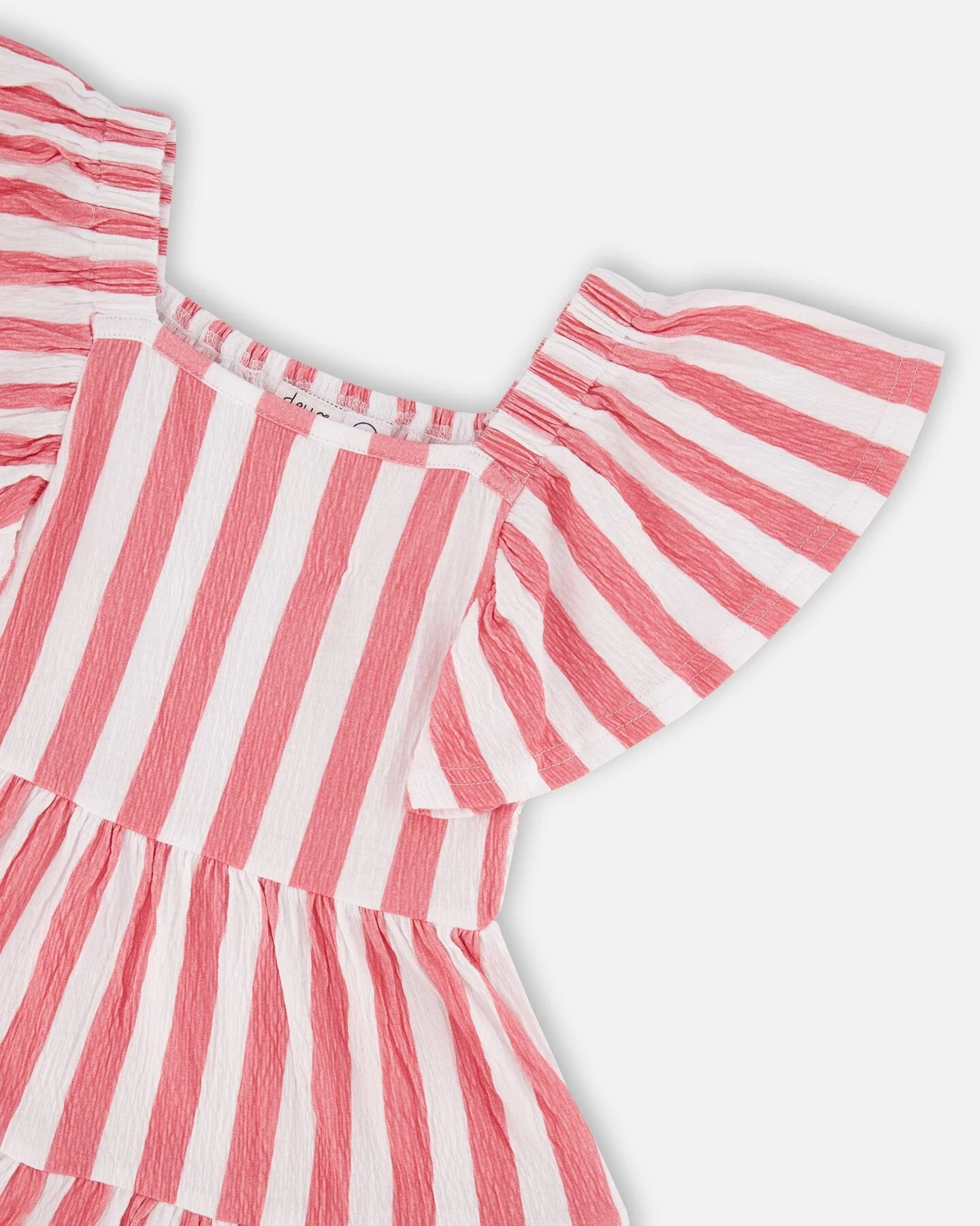 Crinkle Jersey Dress White And Pink Stripes - Image 4