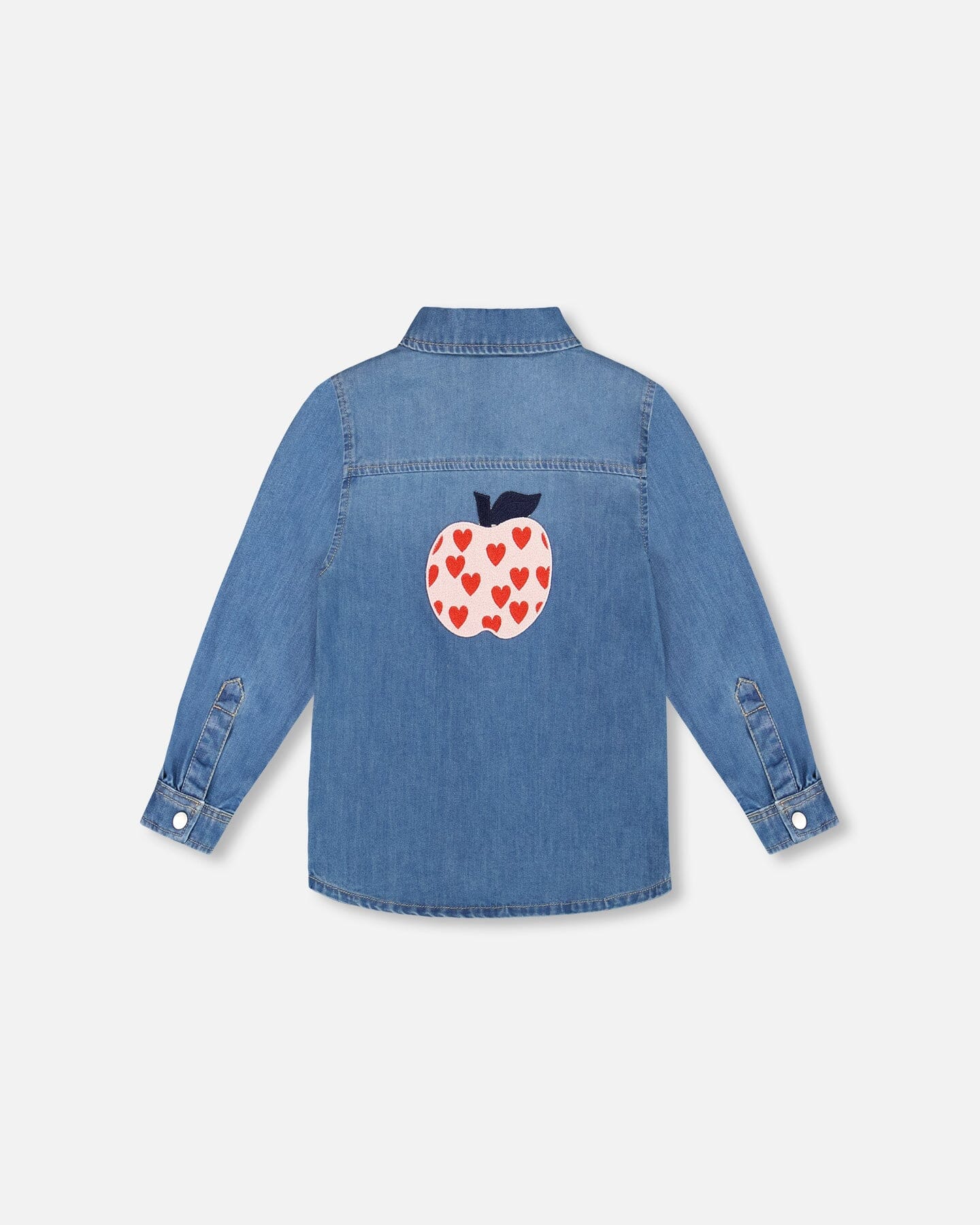 Denim Shirt Light Blue With Patch Pockets And Apple Patch - Image 3