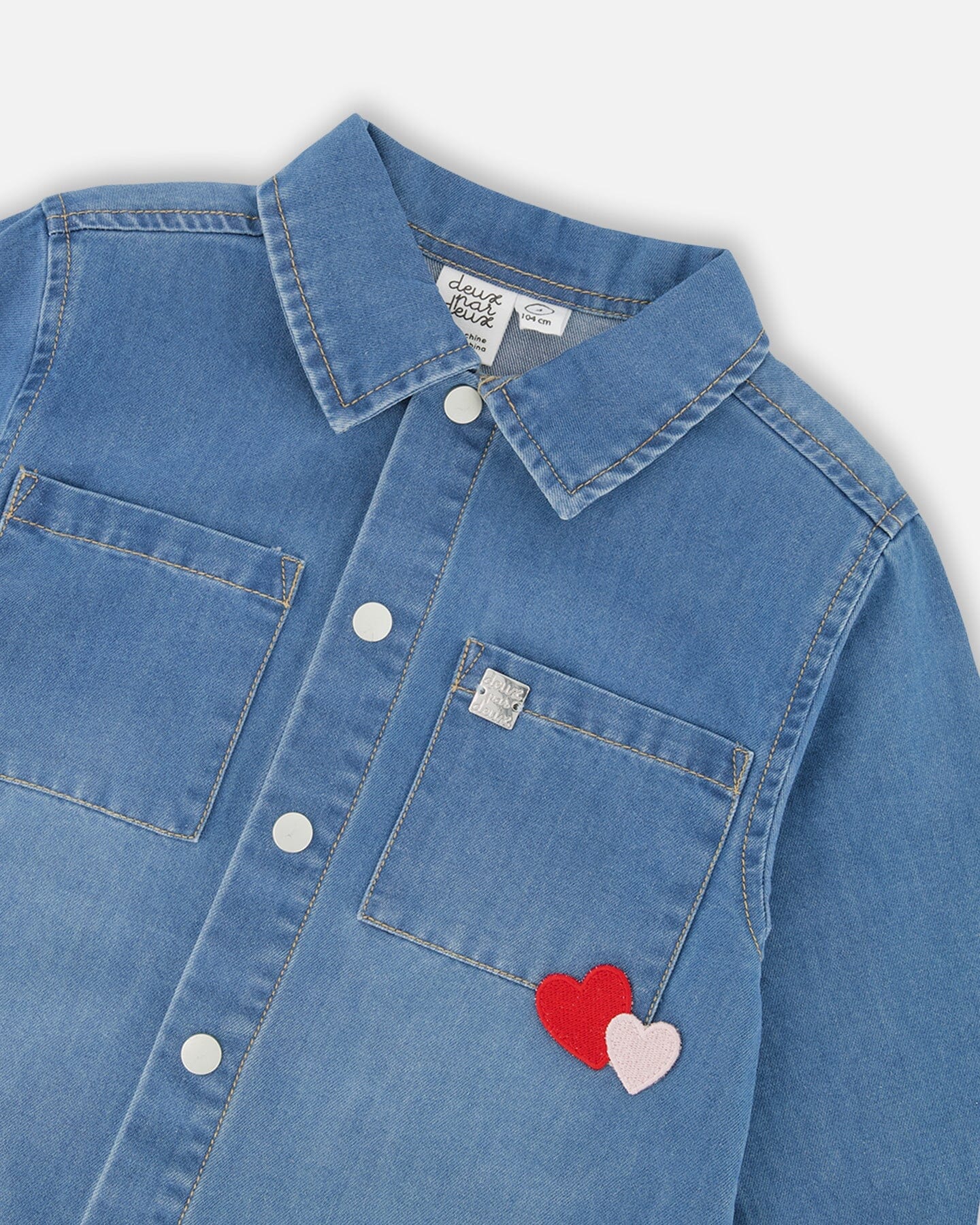 Denim Shirt Light Blue With Patch Pockets And Apple Patch - Image 4