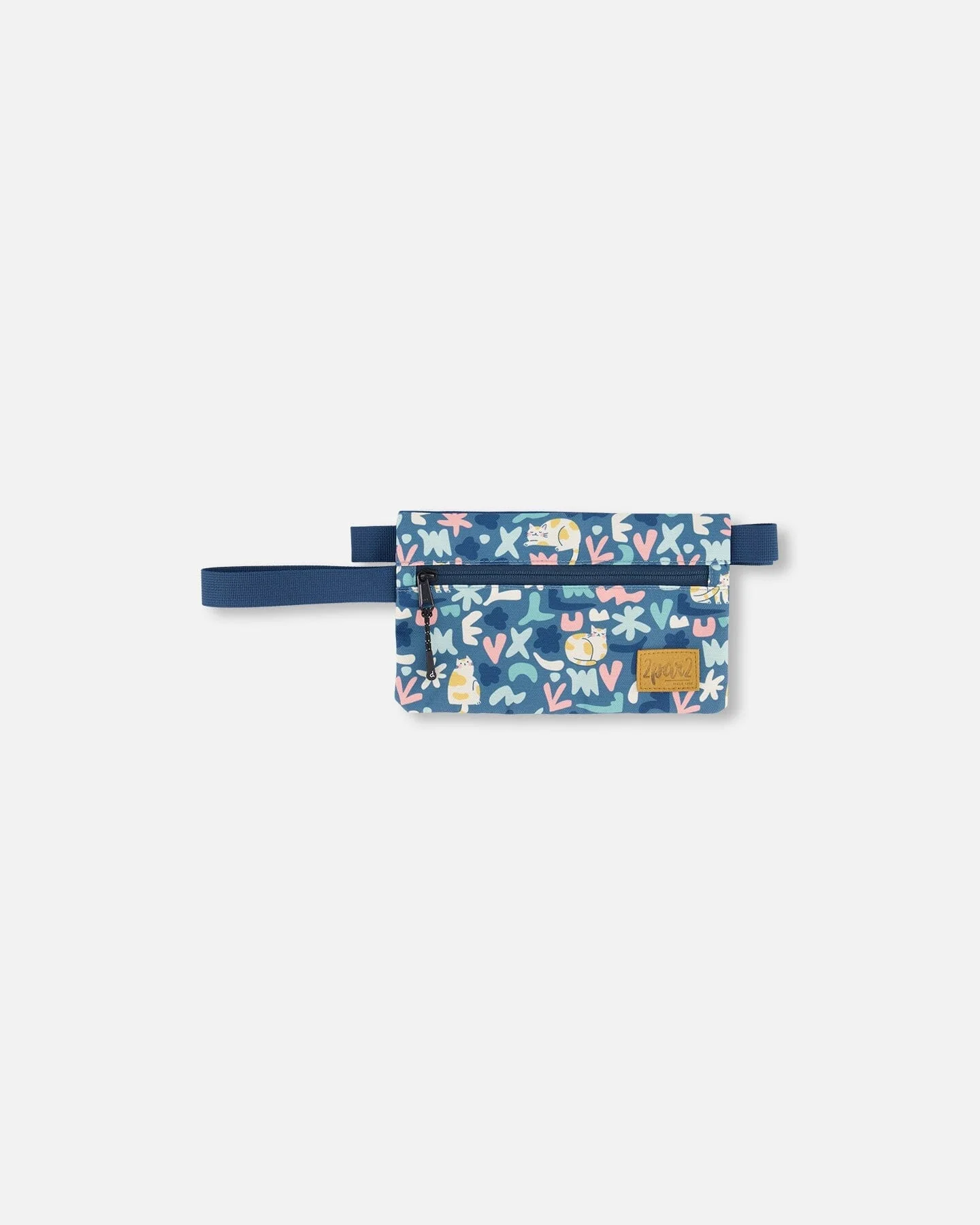 Double Pencil Case Green Cat Print