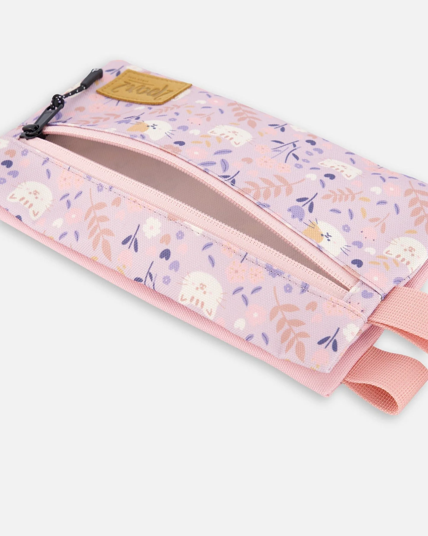 Double Pencil Case Lilac Cat Print - Image 3