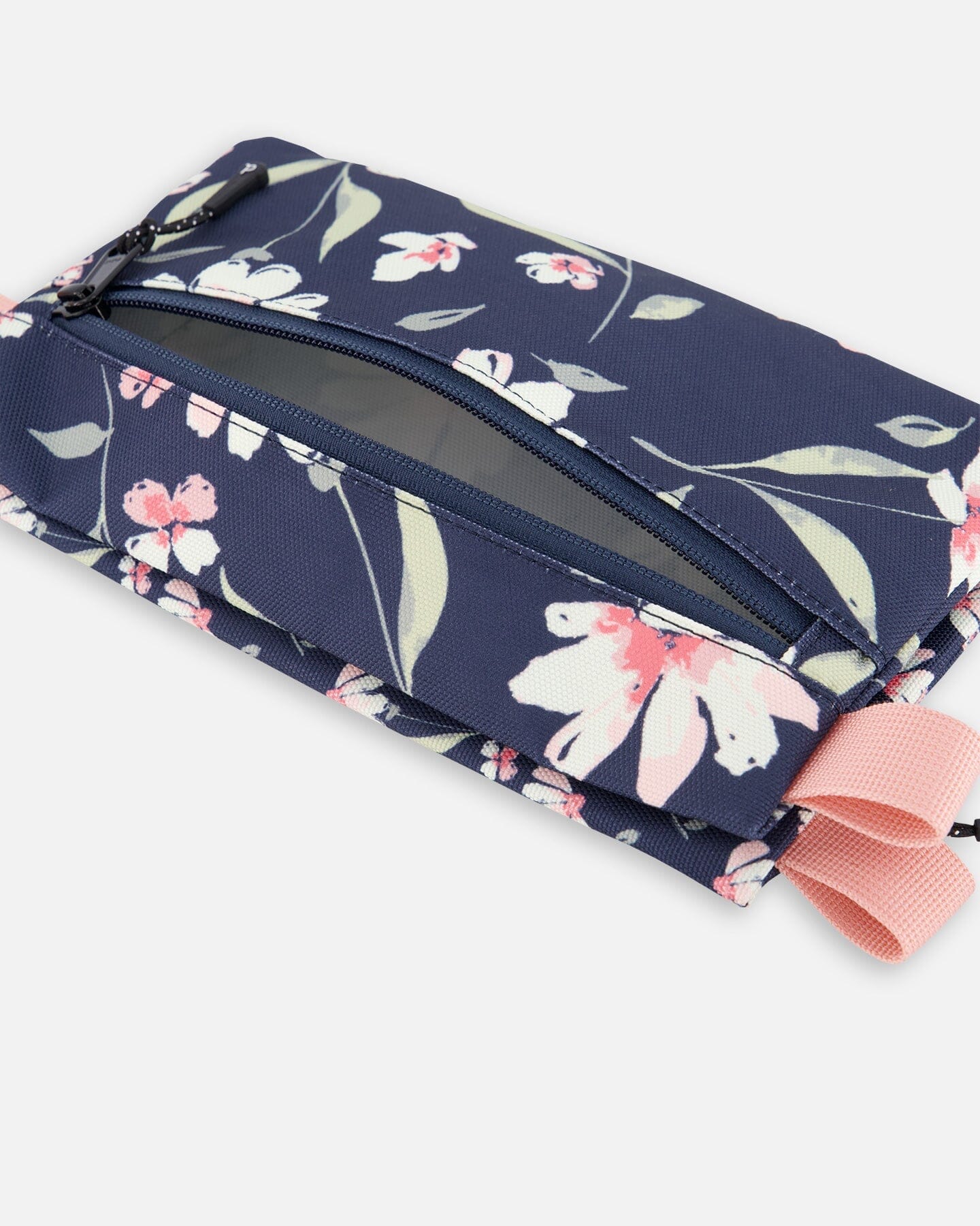 Double Pencil Case Navy Flower Print - Image 4