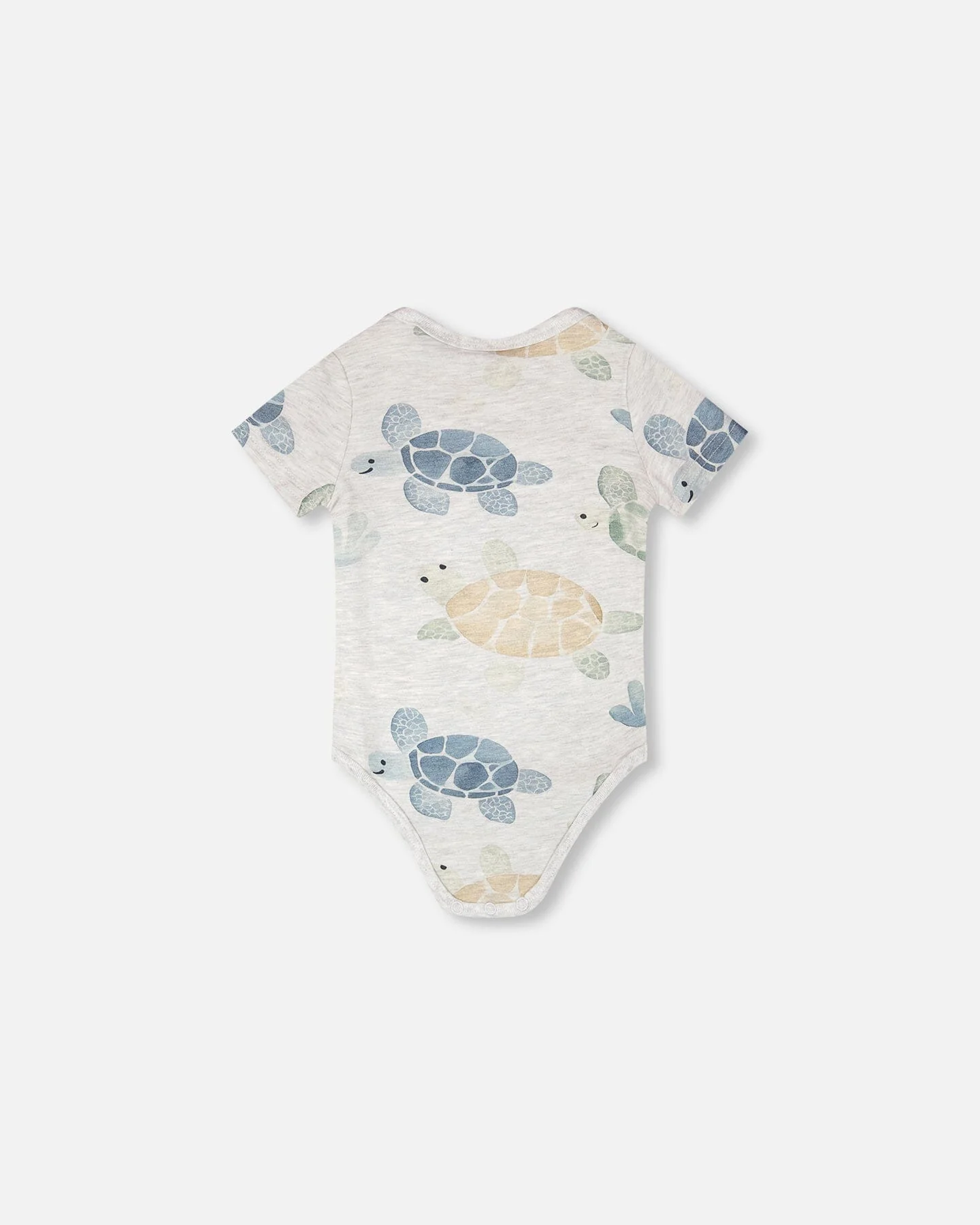 Evolutive Organic Cotton Jersey Onesie Grey Mix Turtle Print - Image 3