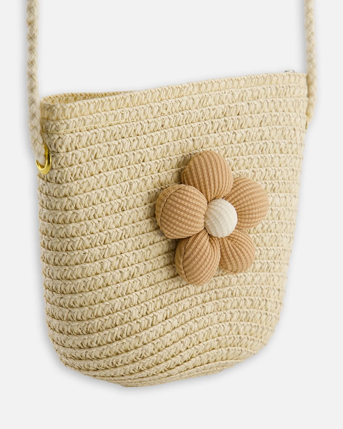 Flower Straw Purse Beige - Image 5