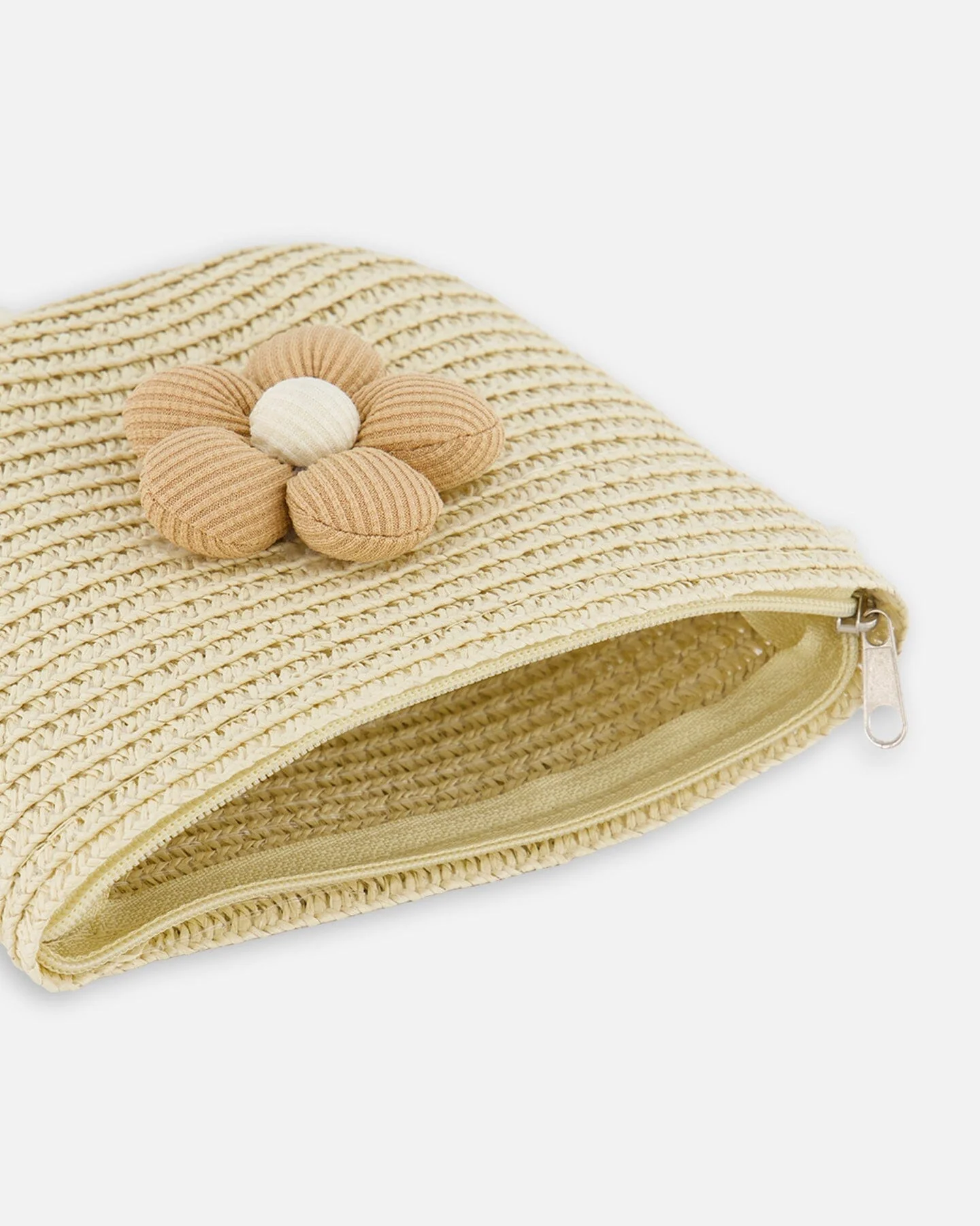 Flower Straw Purse Beige - Image 6