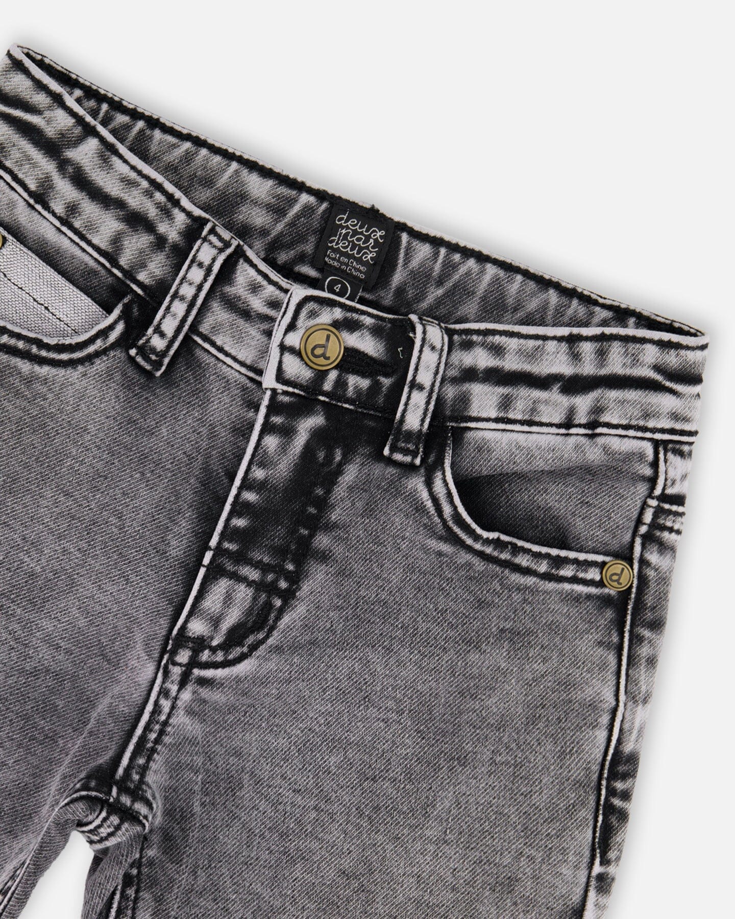French Terry Black Denim Pants With Contrasting Patch - Image 5