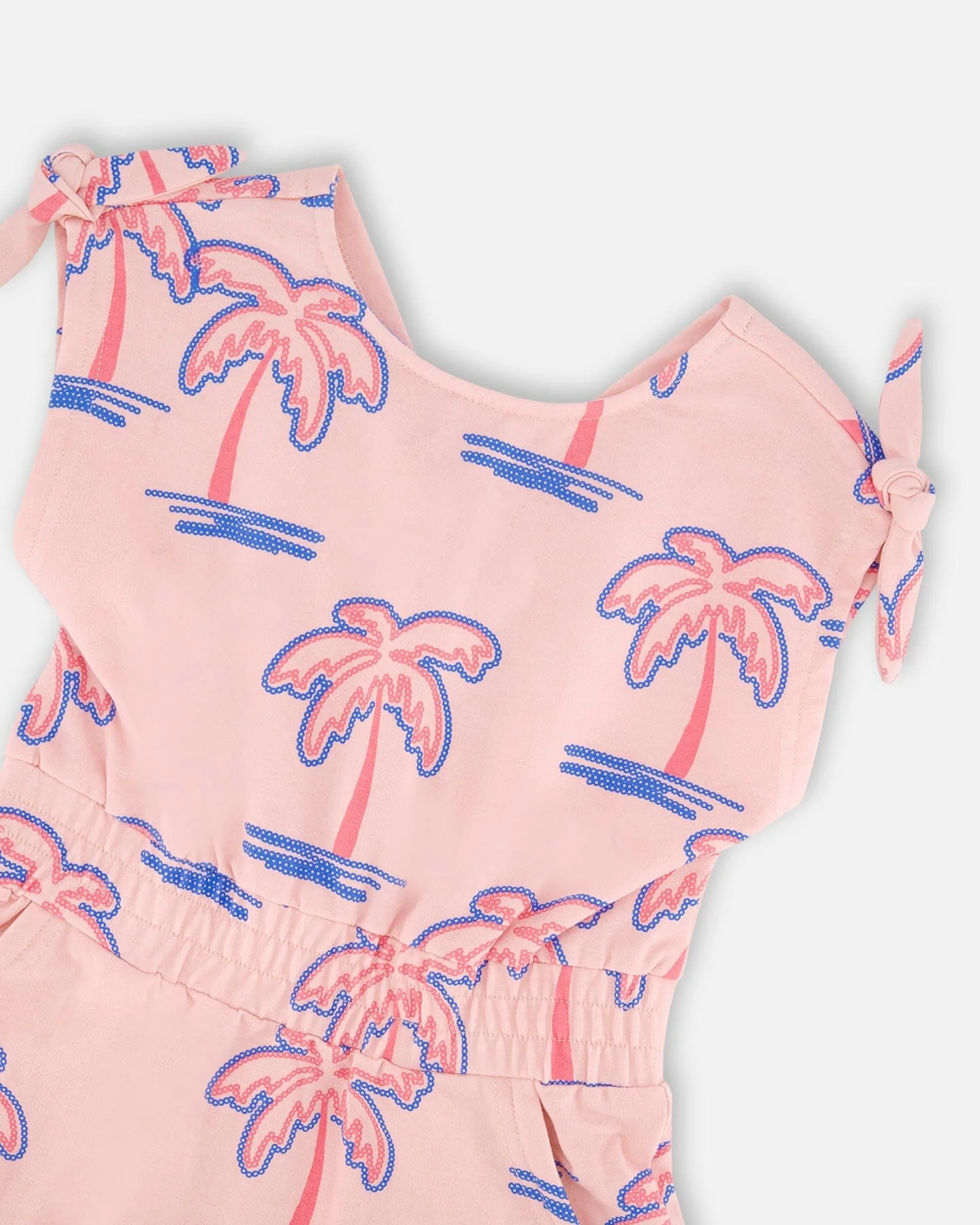 French Terry Dress Light Pink Palm Print - Image 4