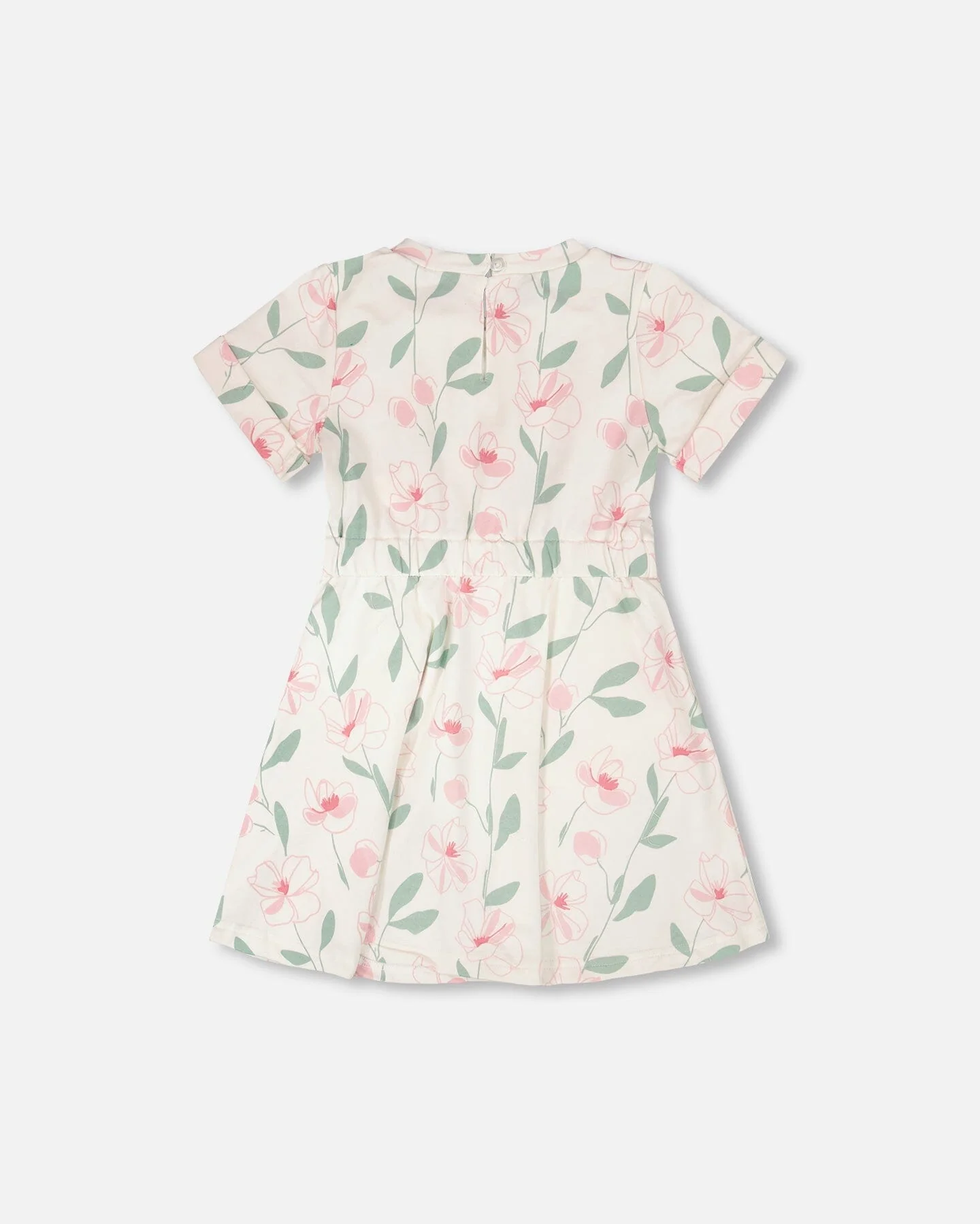 French Terry Dress Off White Printed Flowers - Image 3