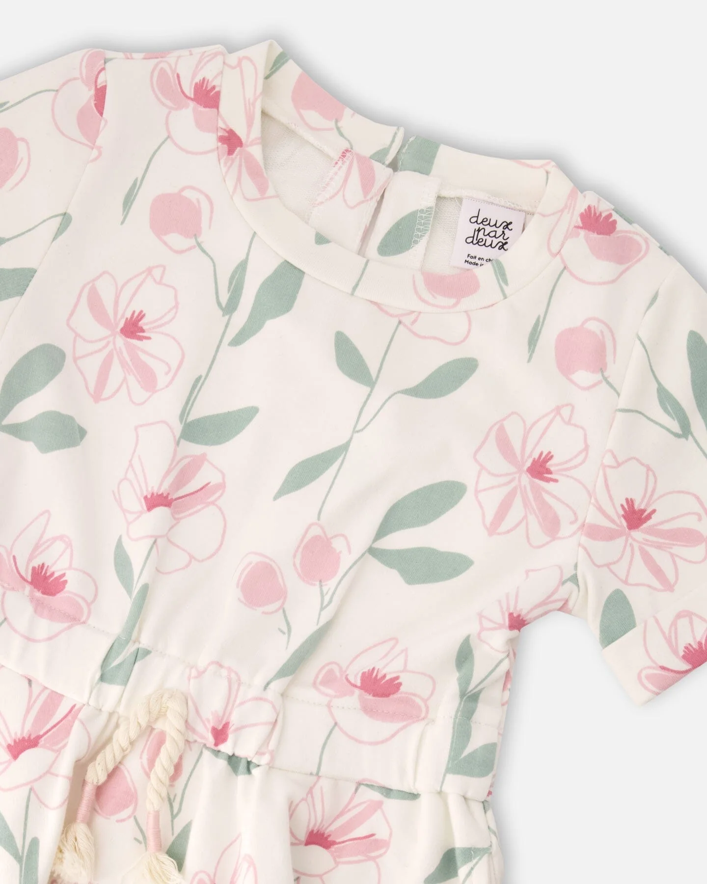 French Terry Dress Off White Printed Flowers - Image 4