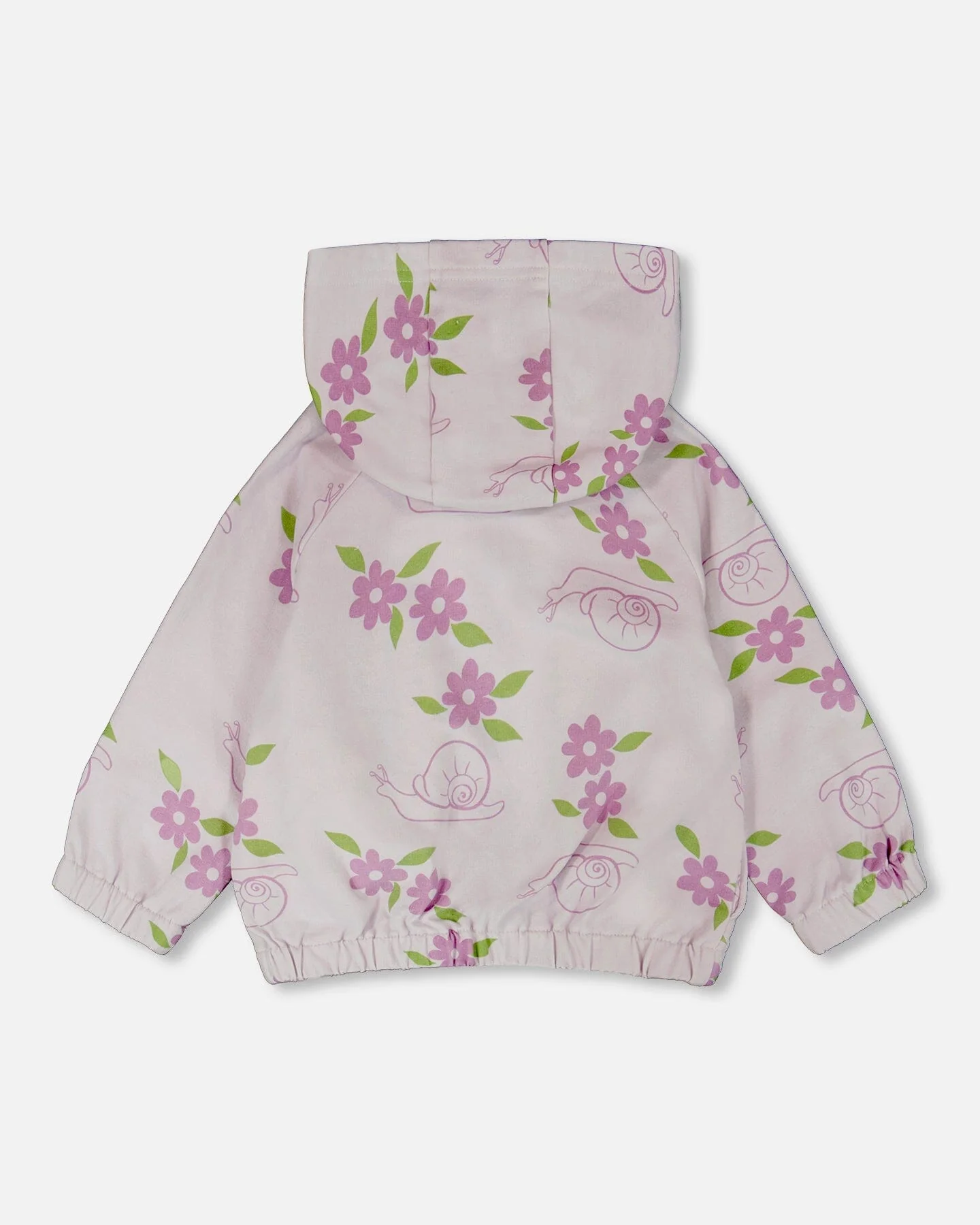 French Terry Hooded Cardigan Lilac Snails Print - Image 4
