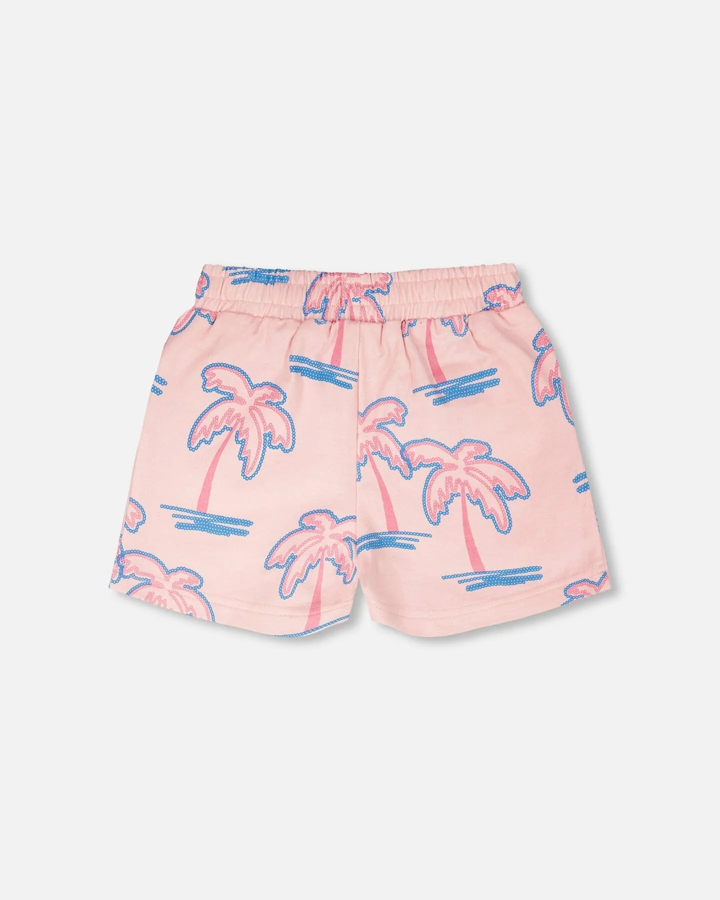 French Terry Shorts Light Pink Palm Print - Image 4