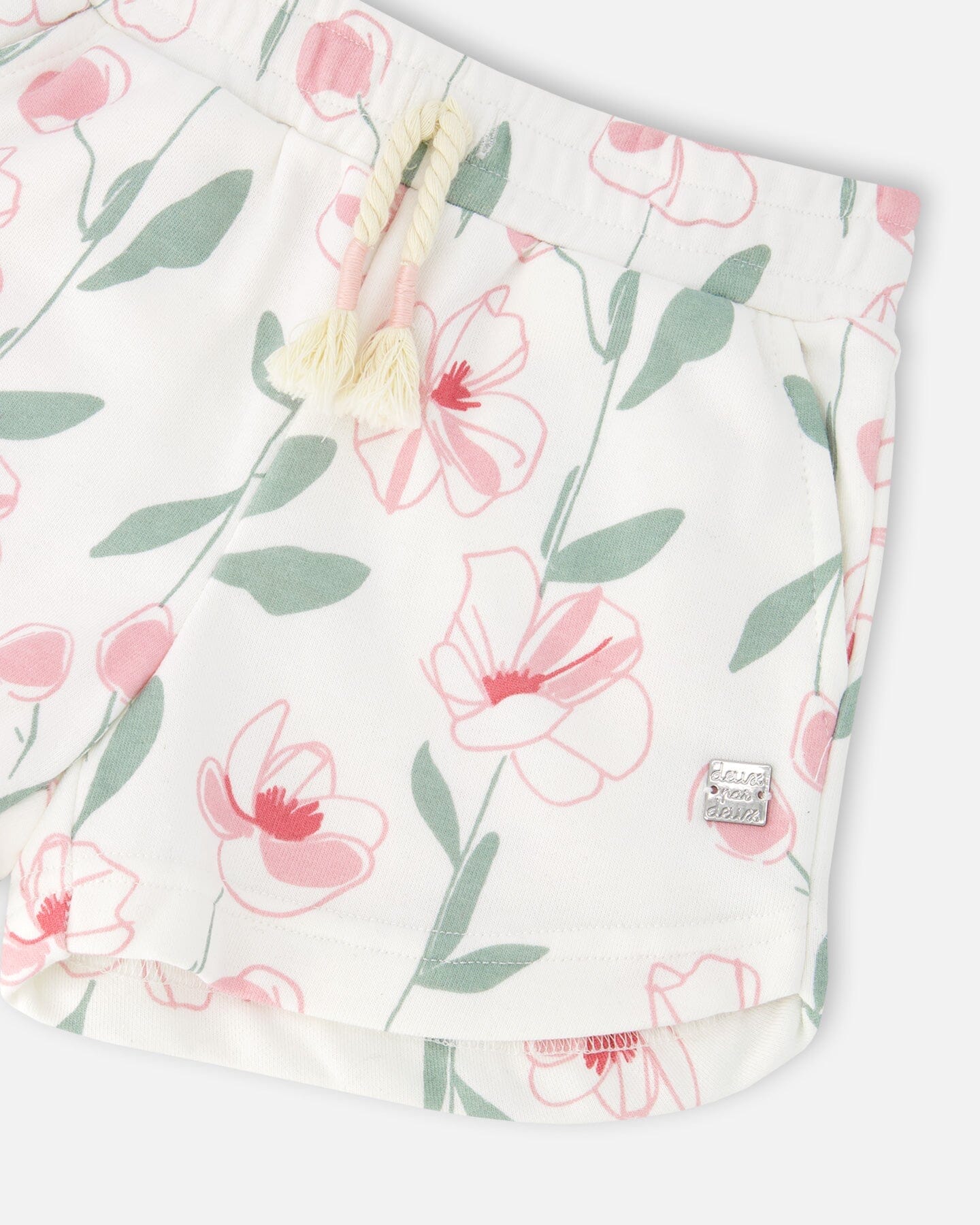 French Terry Shorts Off White Printed Flowers - Image 5