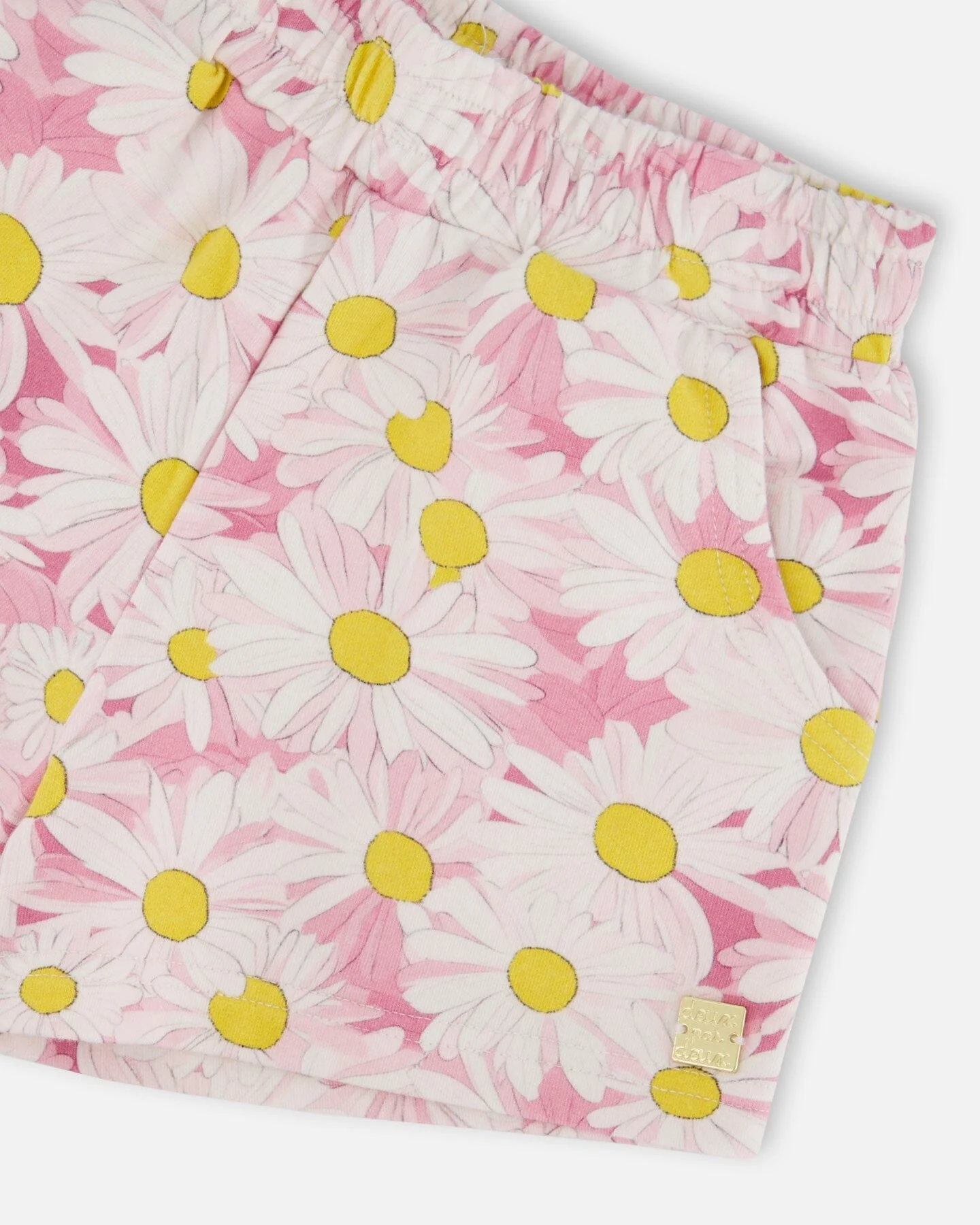 French Terry Shorts Pink Printed Daisies - Image 5